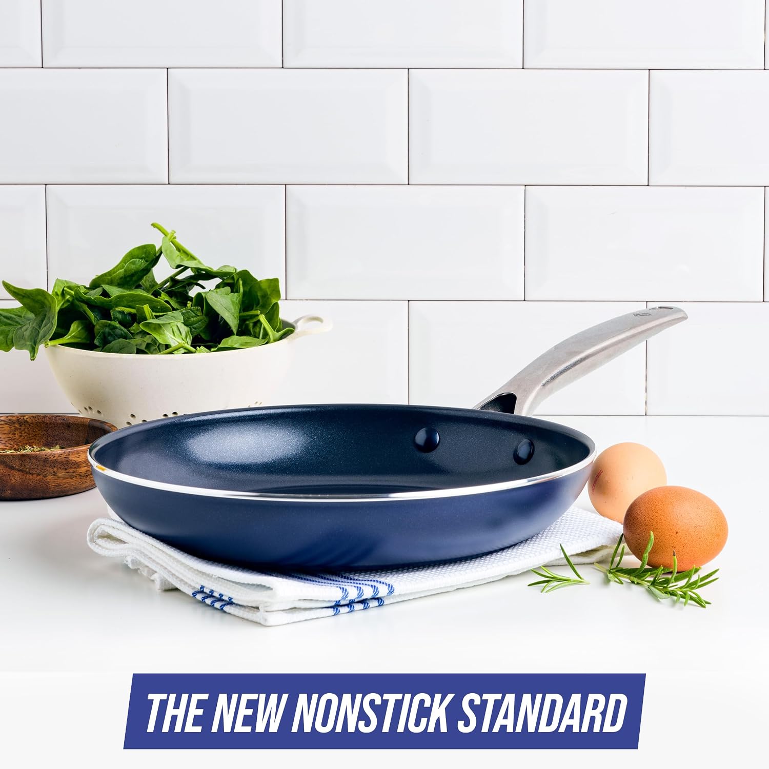 Blue Diamond Cookware Diamond Infused Ceramic Nonstick 8" Frying Pan Skillet, Induction, PFAS-Free, Dishwasher Safe, Oven Safe, Blue