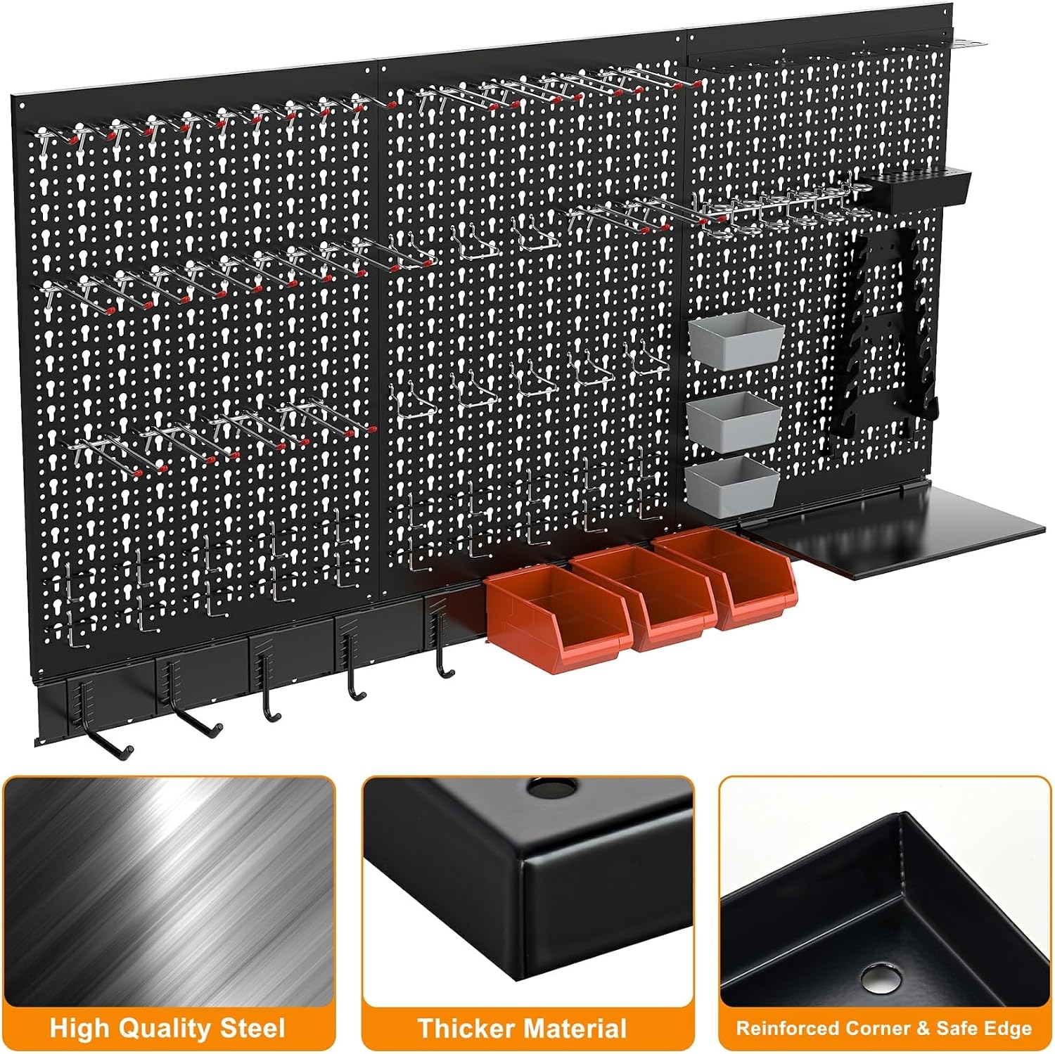TORACK 109 PCS Pegboard Wall Organizer 48x24 in, Garage Metal Pegboard