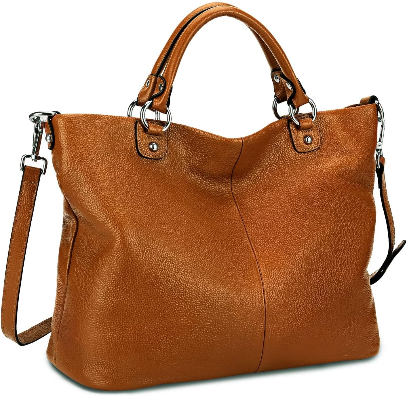 Kattee Genuine Leather Tote Purse for Women, Top Handle Satchel | Soft genuine leather tote with roomy storage and versatile carry for work, shopping, and travel.