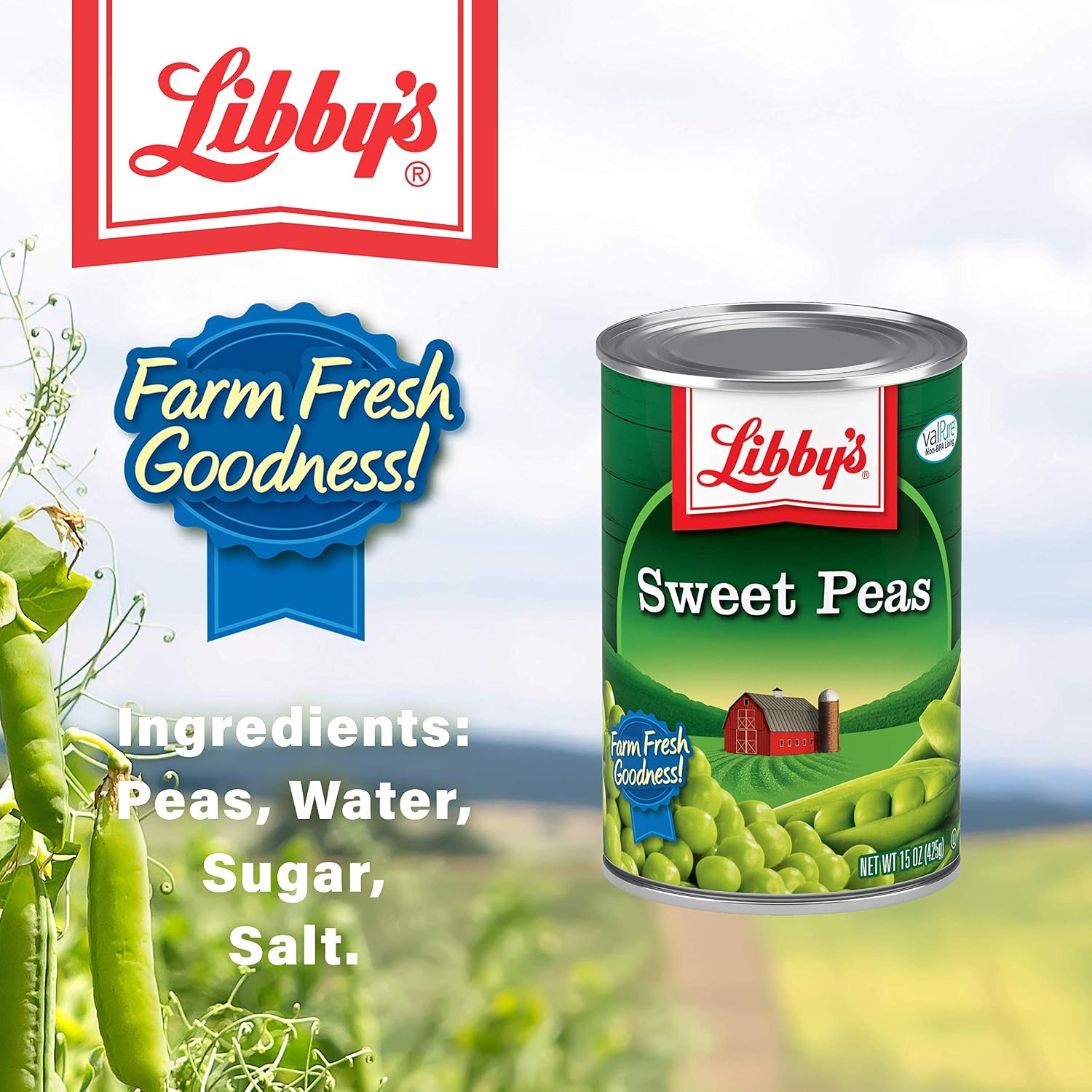 Libby's Sweet Peas Cans, 15 Ounce (Pack of 12)