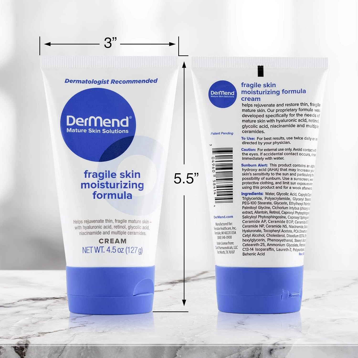 DerMend Fragile Skin Moisturizer 4.5 oz - Firms Aging Skin & Mature Skin | Specialized Formula to Restore & Rejuvenate Mature Skin