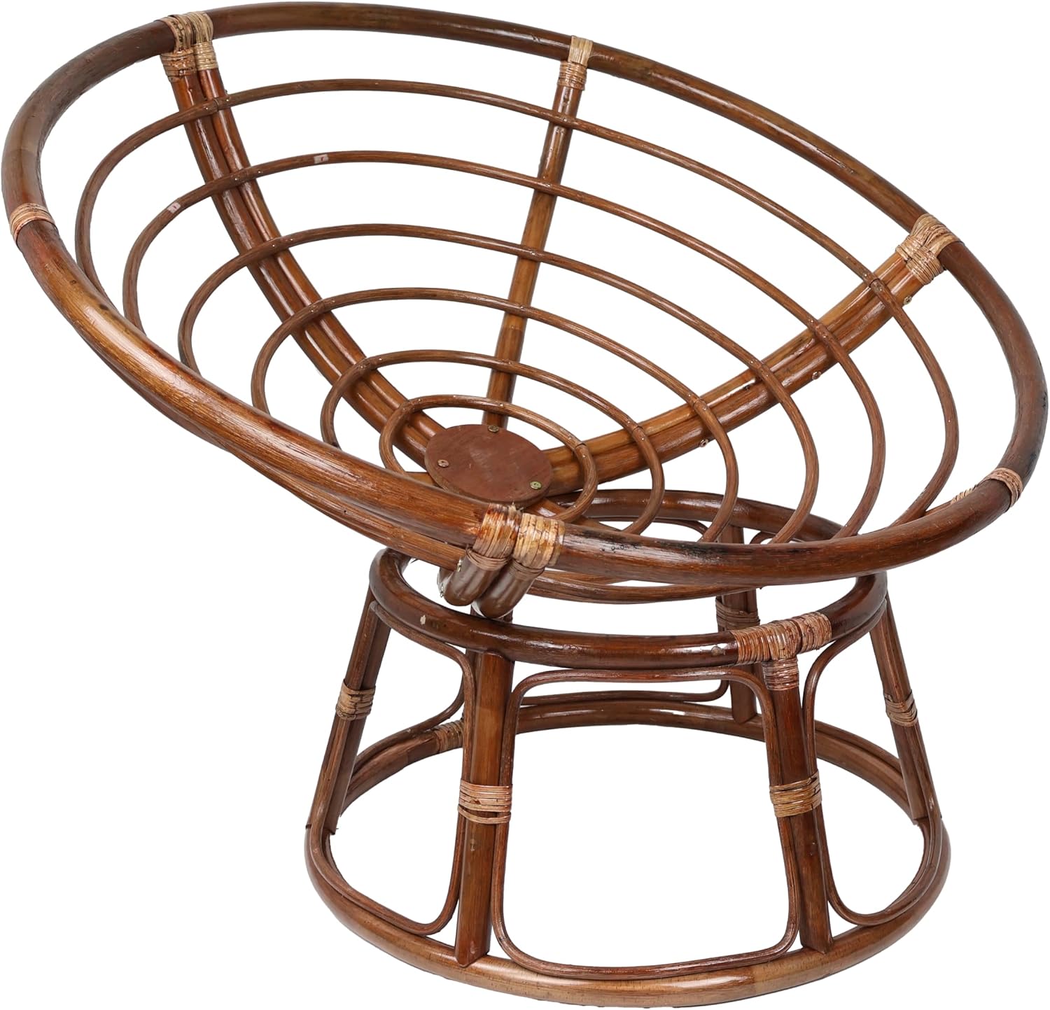 Furniture Piece 42-Inch Rattan Papasan Chair with Solid Twill Cushion