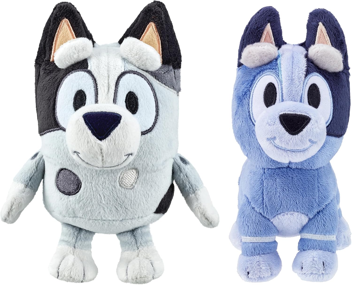 Bingo & Bluey Plush Toys 2-Pack, Soft Deluxe Fabric, Embroidered