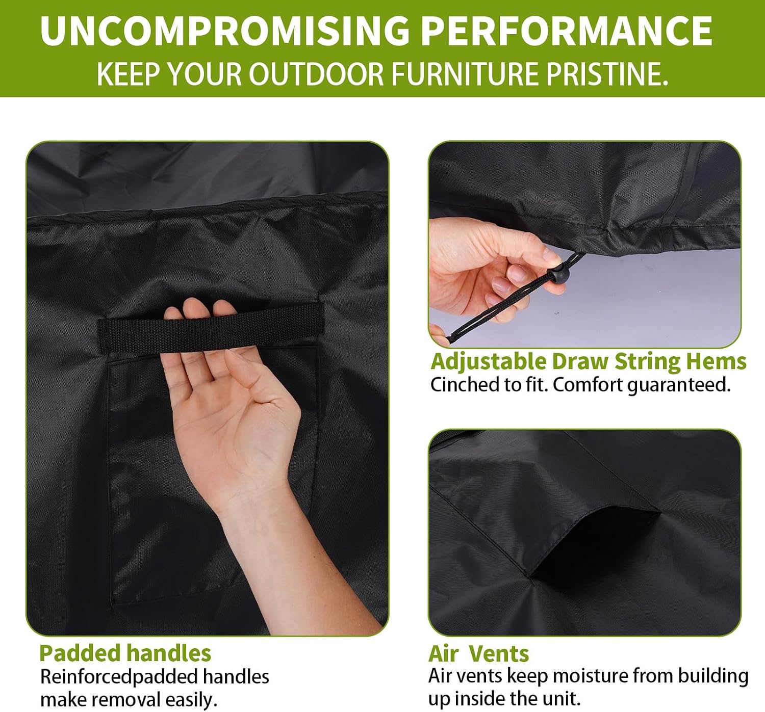 Air Conditioner Cover for Outside 34 x 34 x 30 inch | Square top design, water-resistant 420D Oxford, windproof straps, fits most central ac condensers, year-round