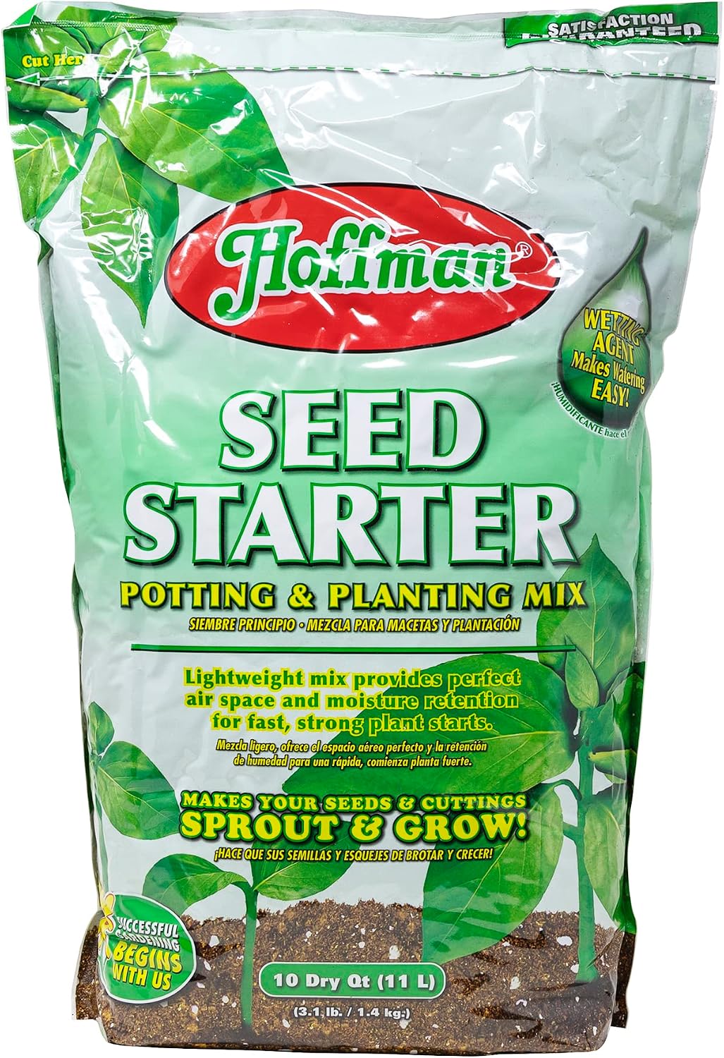 Hoffman Seed Starter Potting & Planting Mix with Wetting Agent for Moisture Retention, 10qt Bag