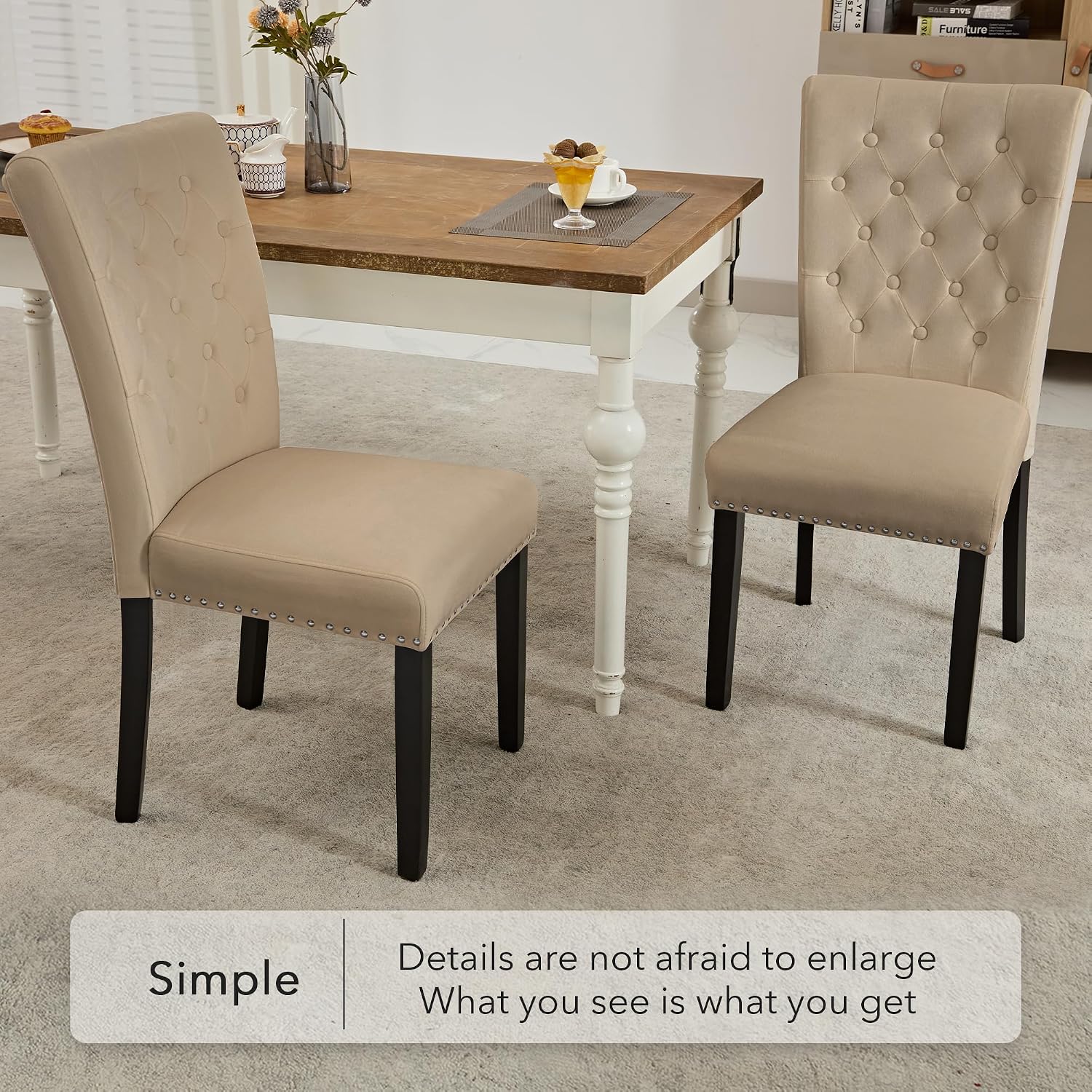 adochr Velvet Dining Chairs Set of 2, Parsons Kitchen Chair, Blue