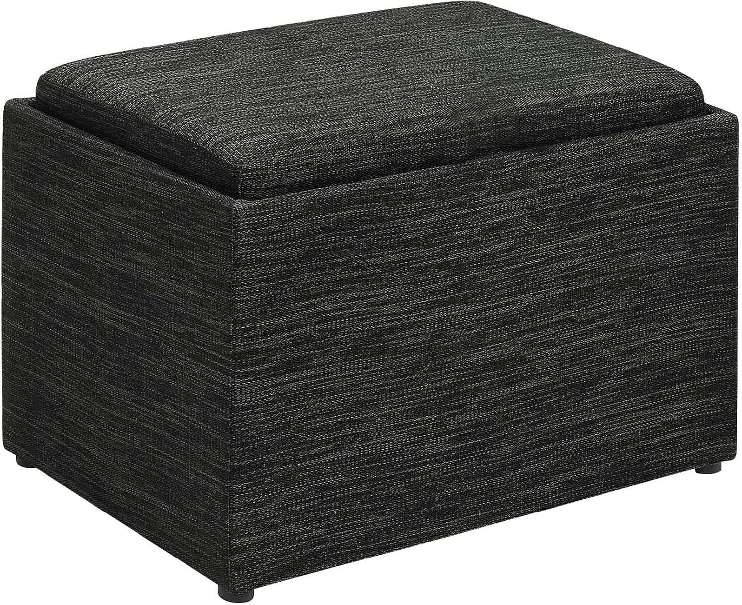 Convenience Concepts Designs4Comfort Accent Storage Ottoman 22.75" - Modern Foot Stool with Decorative Tray for Living Room, Dining Room, Office, Blue Faux Leather