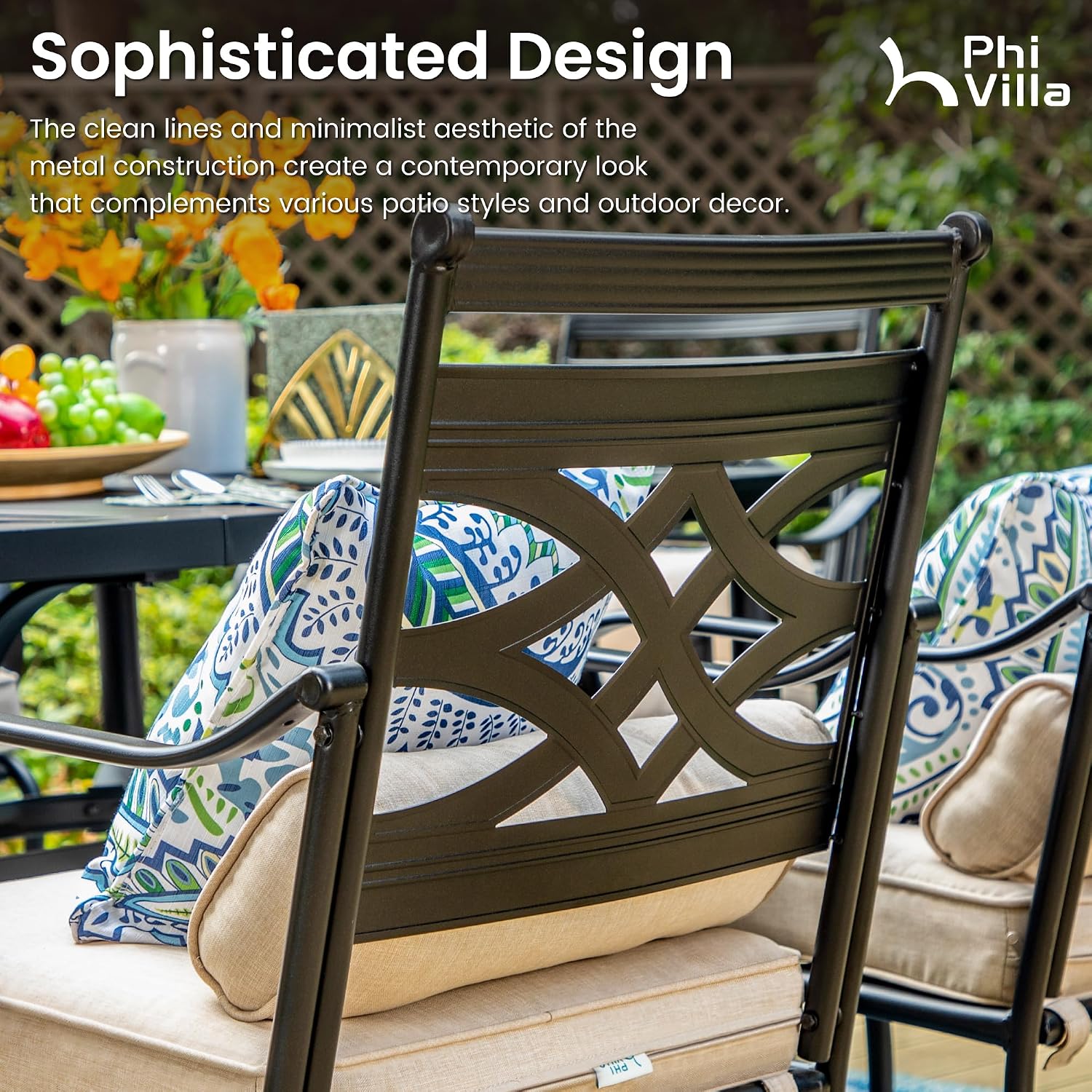 PHI VILLA Outdoor Bar Set 3 PCS Patio Bistro Table & Swivel Stools