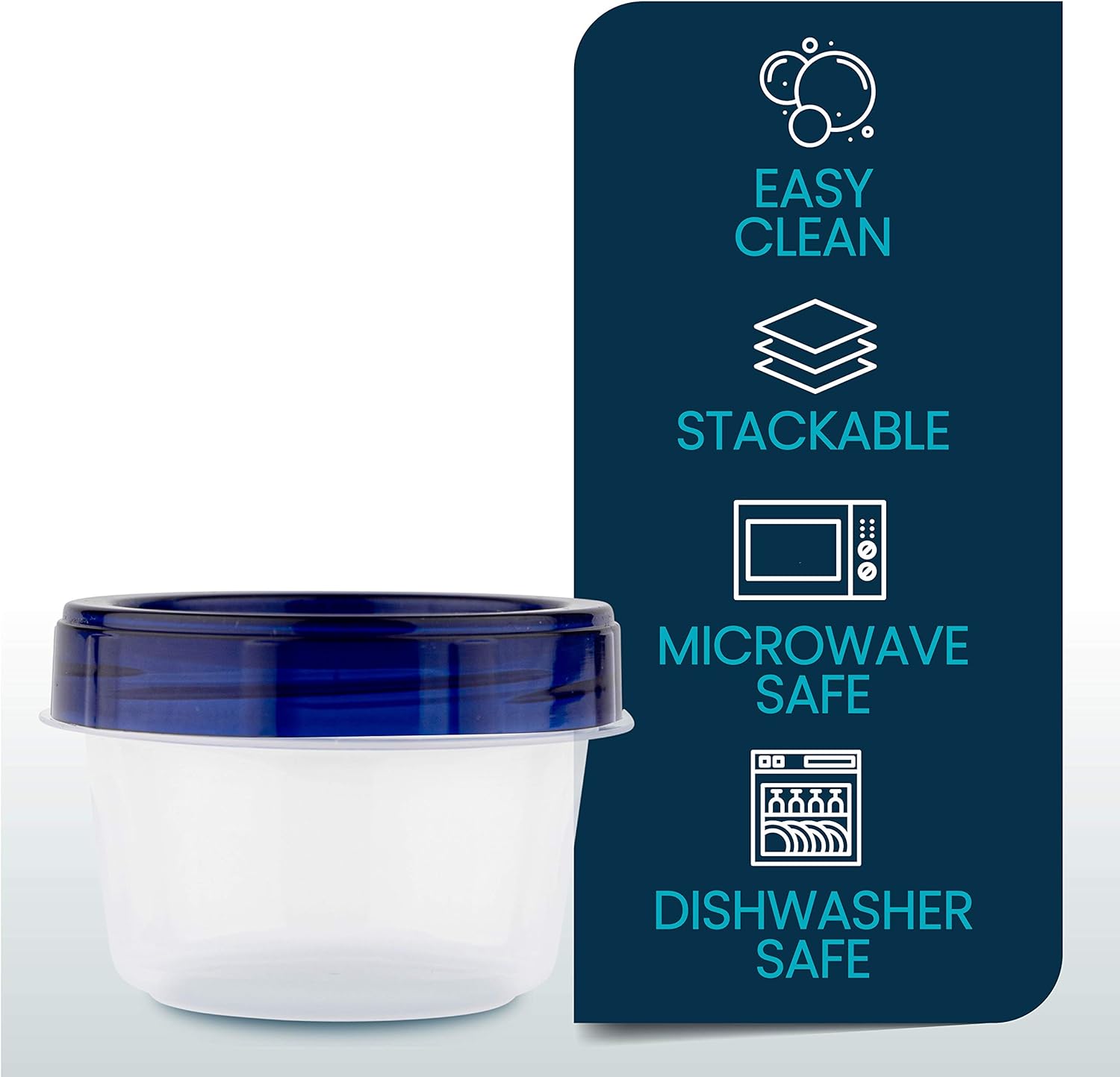 PLASTICPRO Twist Top Deli Containers Clear bottom With blue [32 oz 3 Pack]
