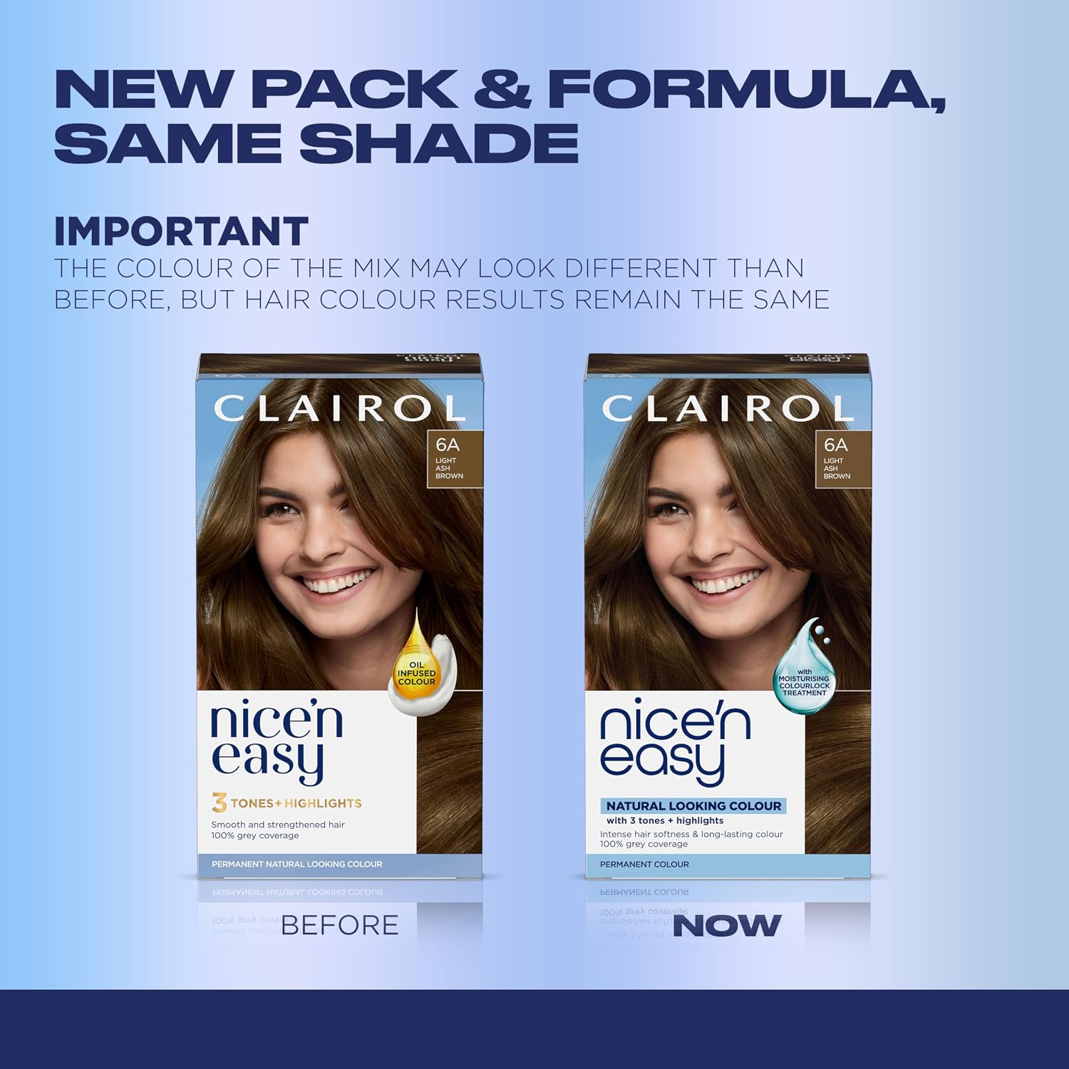 Clairol Nice'n Easy Permanent Hair Dye, 6A Light Ash Brown | Pack of 3