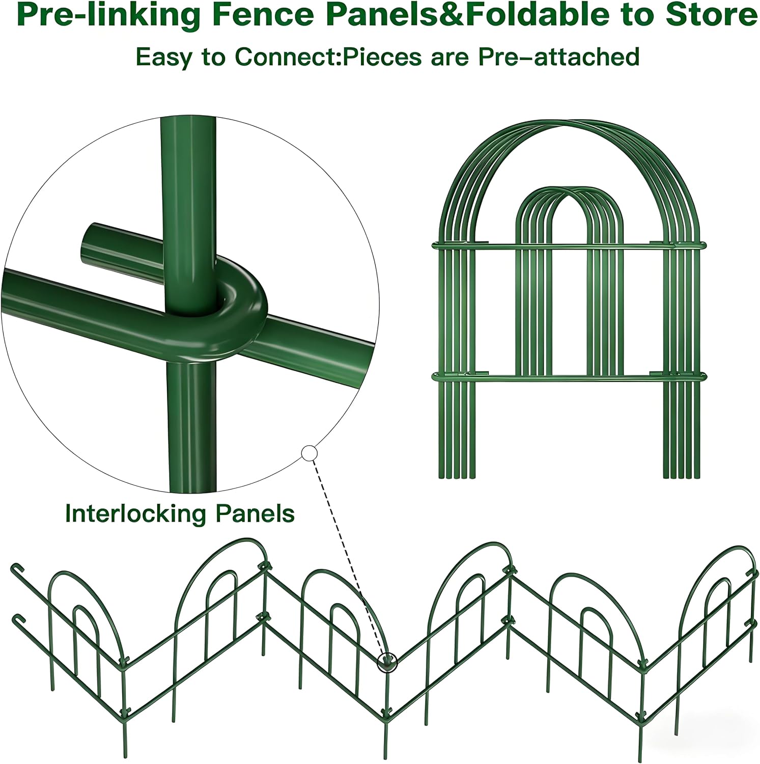 AMAGABELI 10 Panels 17in(H)×10ft(L) Decorative Garden Fences and Borders for Dogs No Dig Rustproof Metal Fence Panels Garden Edging Border Animal Barrier Fencing for Flower Beds Yard Patio Decor Black