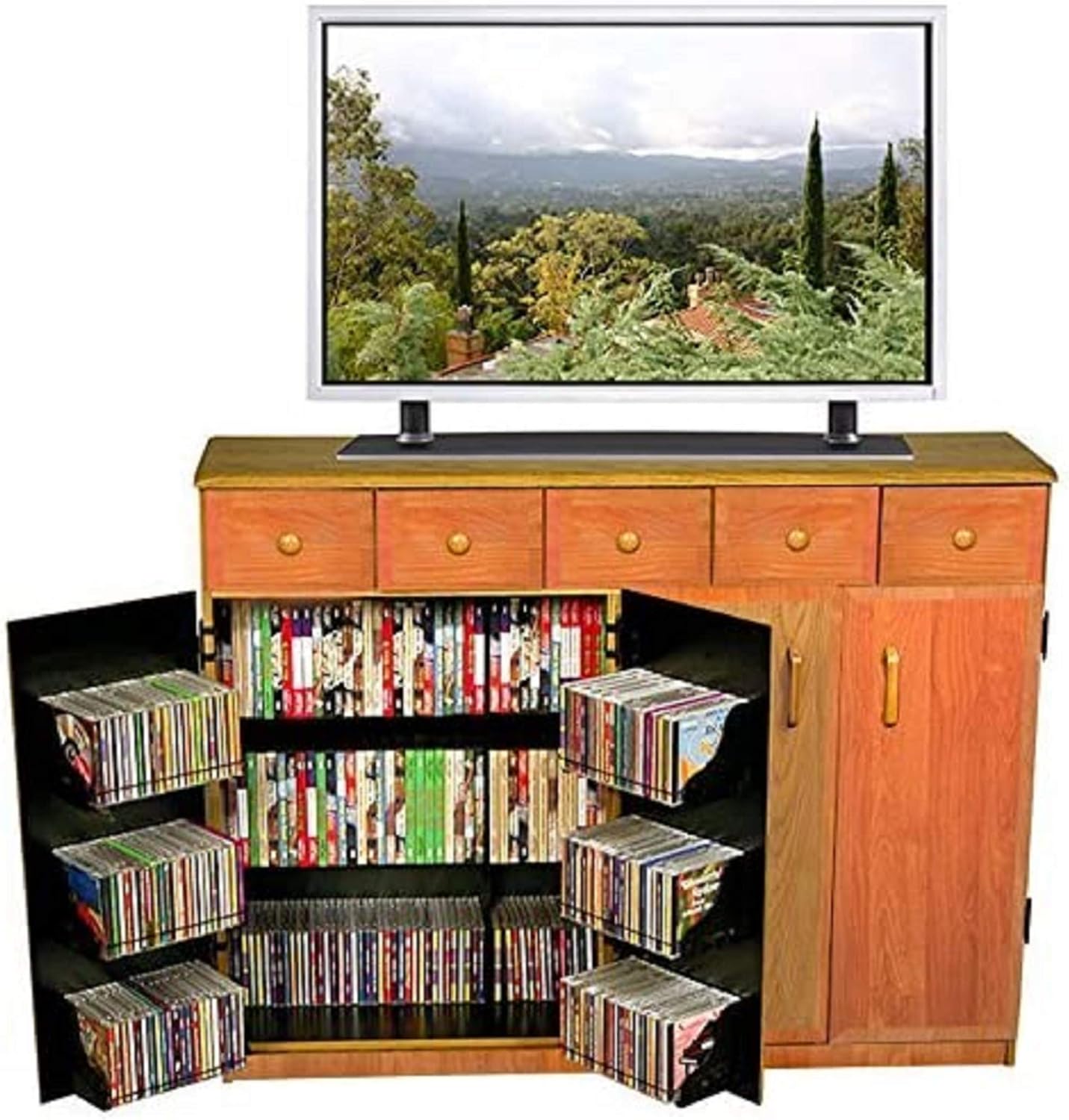 Venture Horizon Media Cabinet with Drawers- Walnut