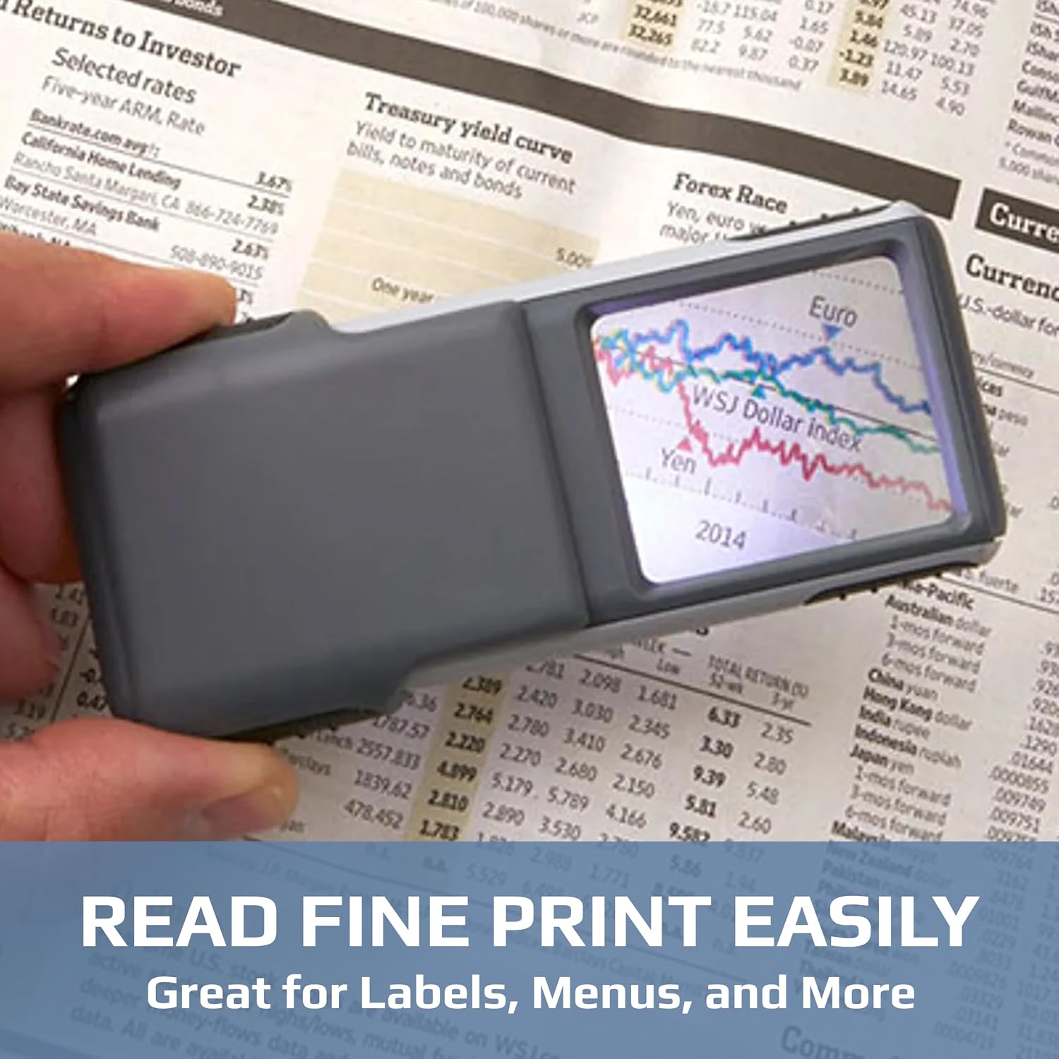 Carson MiniBrite 3x Power LED Lighted Slide Out Magnifier with Protective Sleeve (PO-25), gray