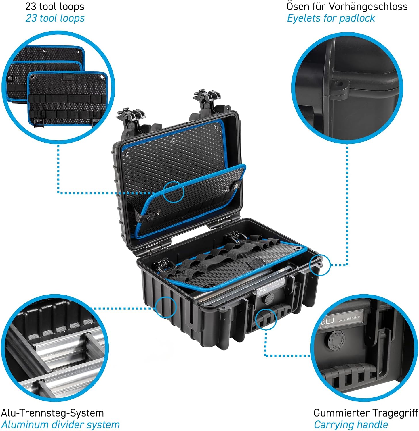 B&W International Jumbo 6700 Outdoor Tool Case with Pocket Tool Boards, Black