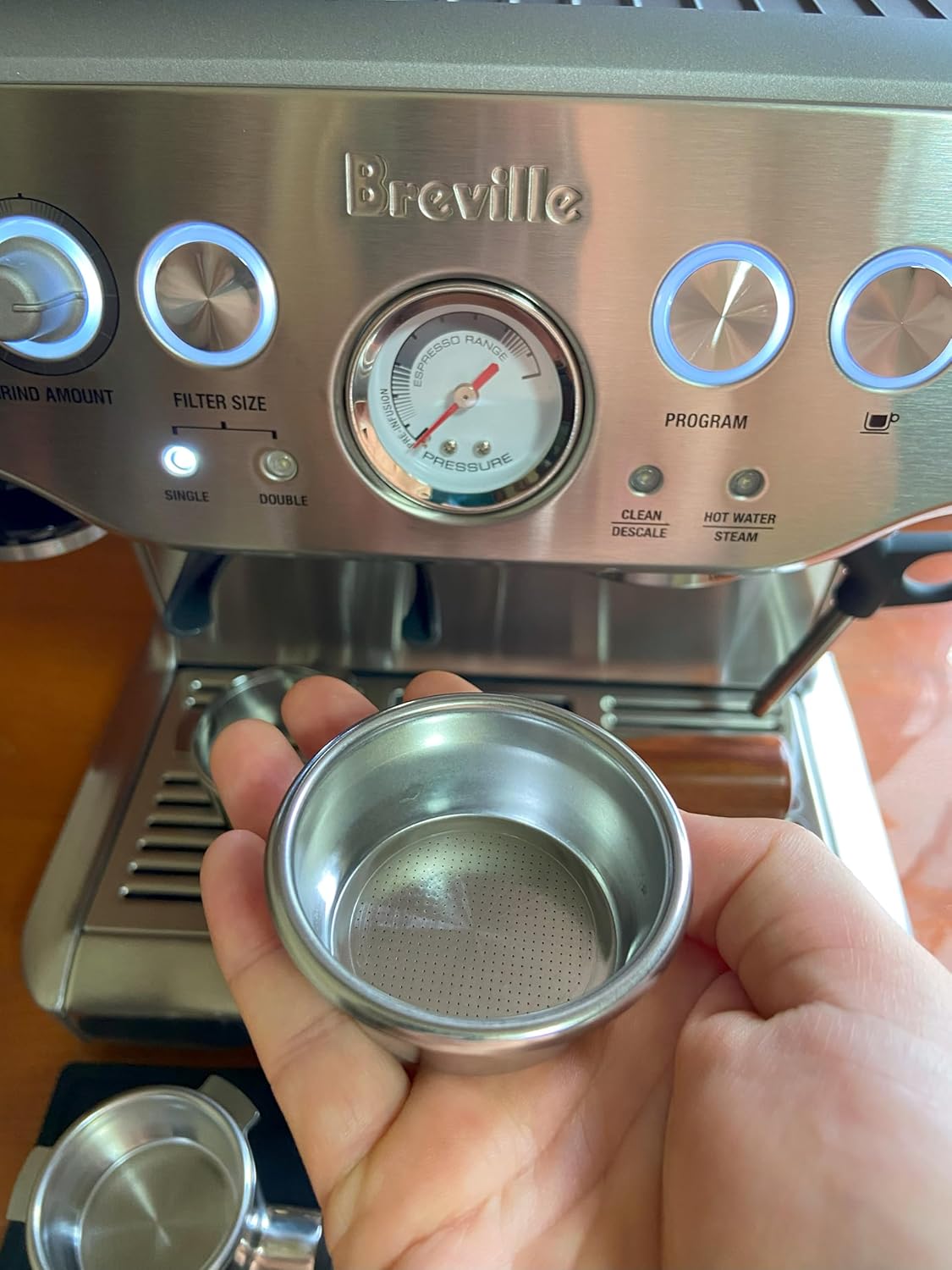 54mm Filter Basket Stainless Steel Portafilter Basket Espresso Handle Compatible with Breville Portafilter BES870XL, BES860XL, BES840XL