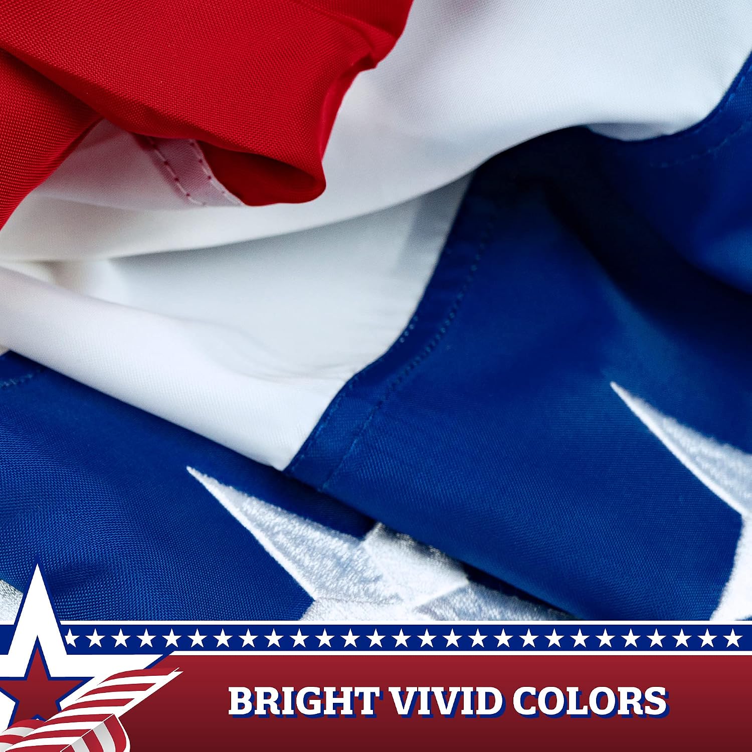 G128 - USA Pleated Fan Flag, 4x8 Feet American USA Bunting Decoration Flags Embroidered Patriotic Stars & Sewn Stripes Canvas Header Brass Grommets