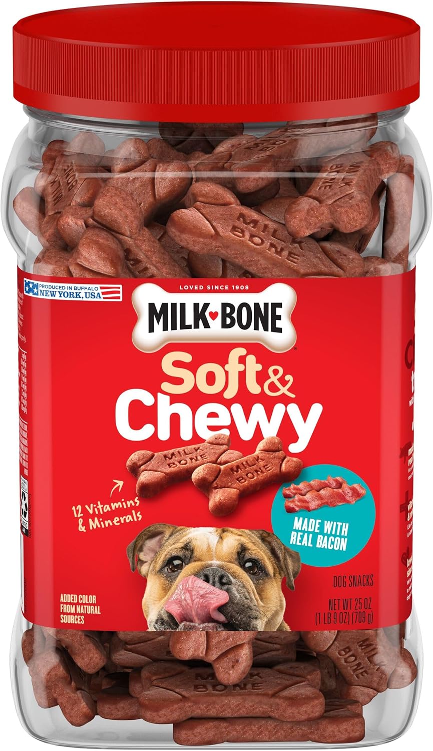 Milk-Bone Soft & Chewy Dog Training Treats, 25 oz Canister | Made with real chicken breast, soft dog treats for training and rewarding, 18% protein, fortified with vitamins and minerals