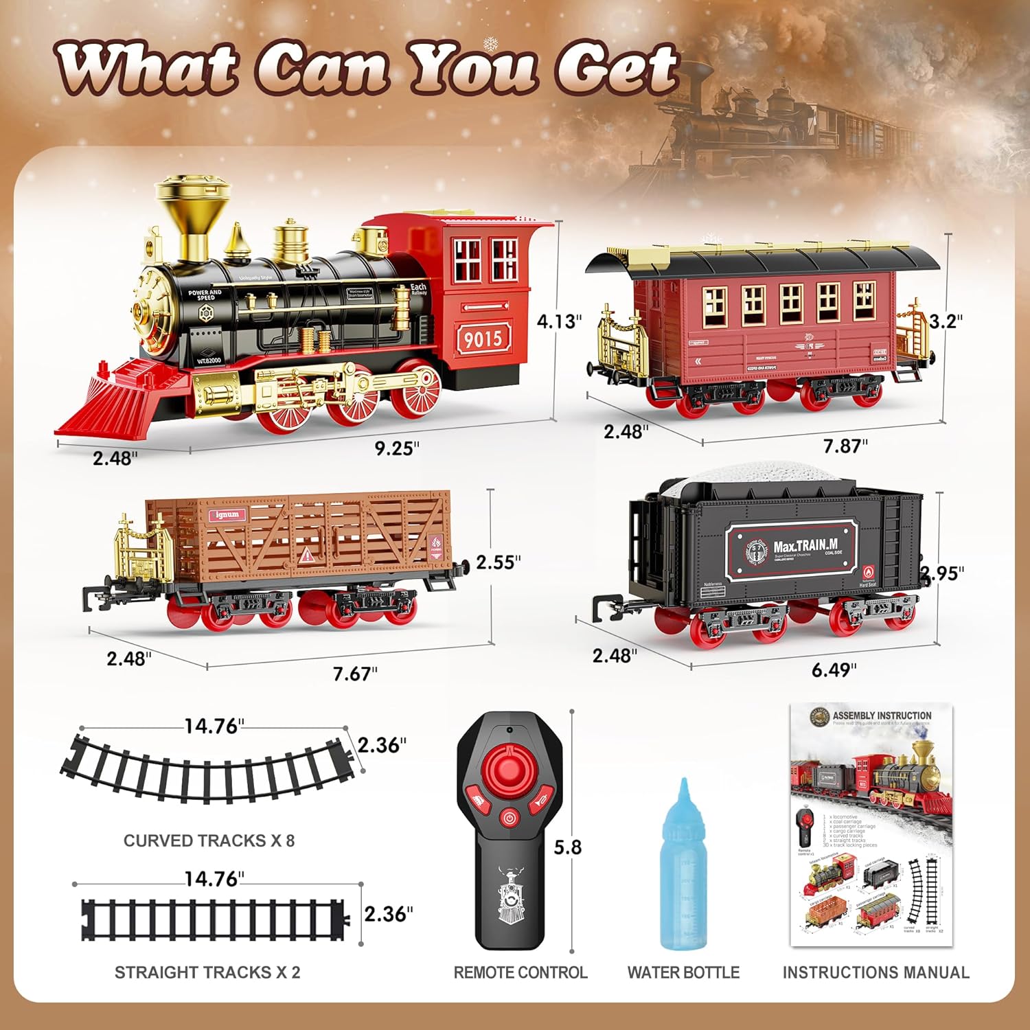 Hot Bee Train Set, Train Toys with Smoke, Lights, Sound and Train Tracks