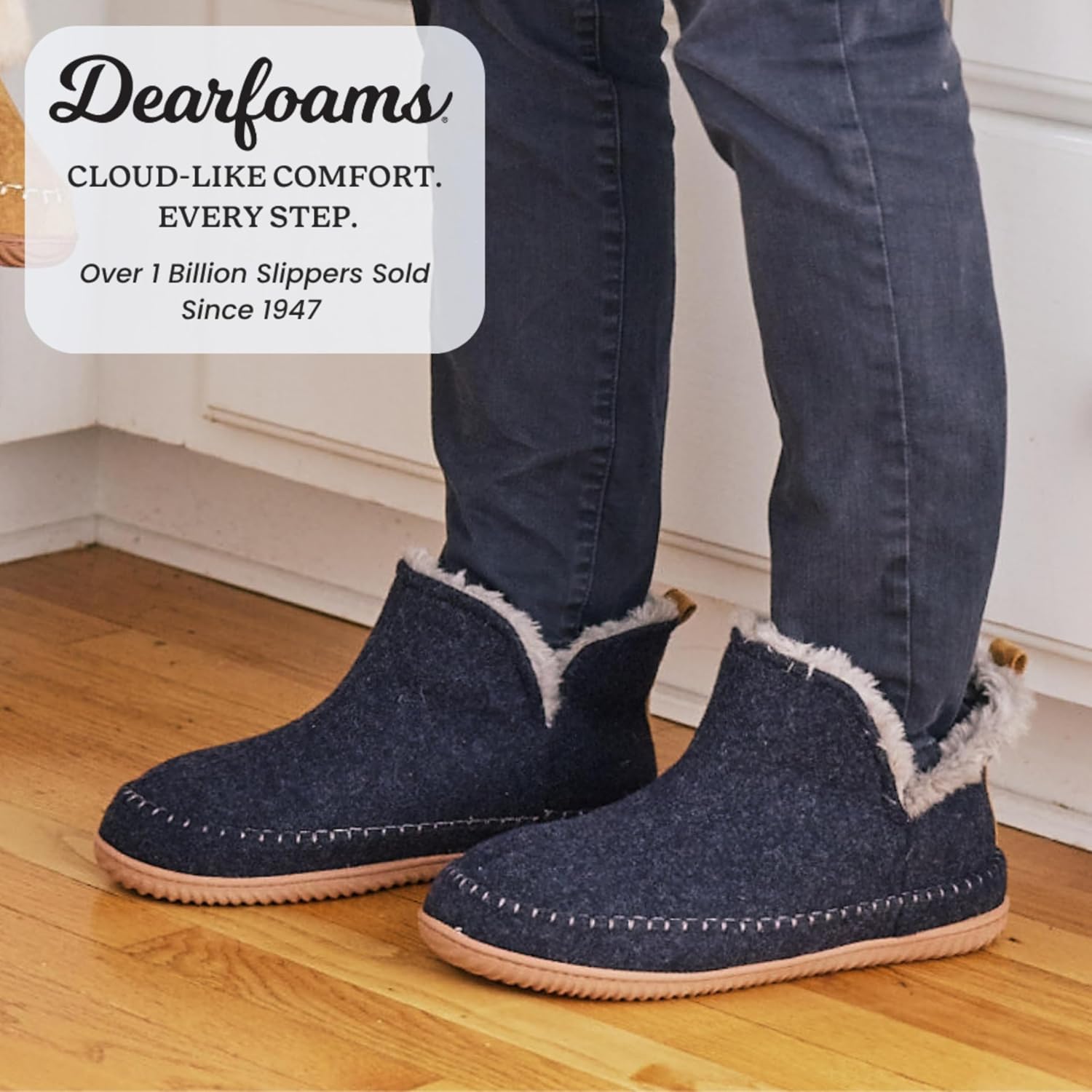 Dearfoams Men's Memory Foam Indoor House Slippers Brixen Ankle Boot House Shoes - Gifts for Men