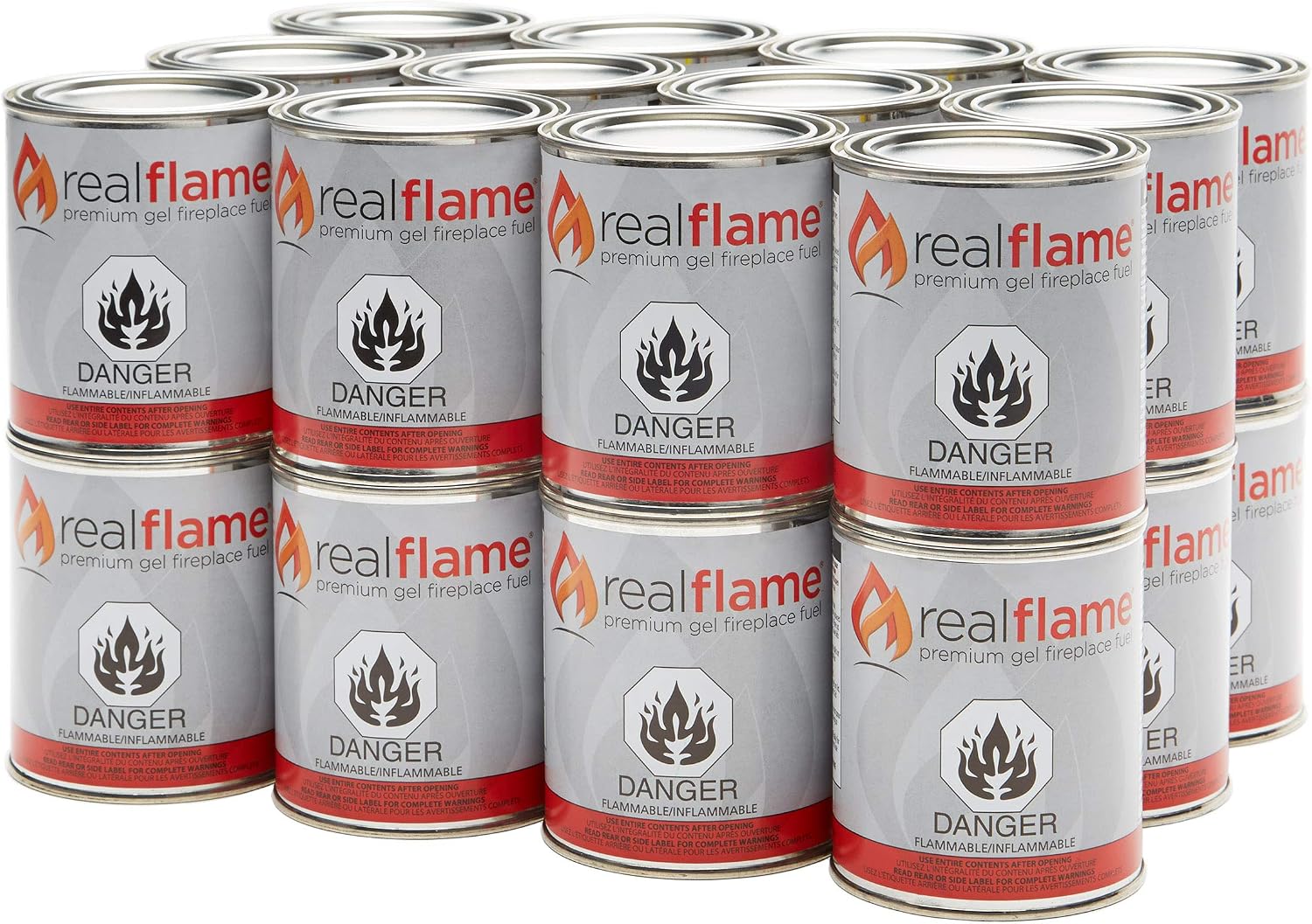 Real Flame Gel Fuel Cans - 12-Pack - Gelled Isopropyl Alcohol for Indoor or Outdoor Fireplaces