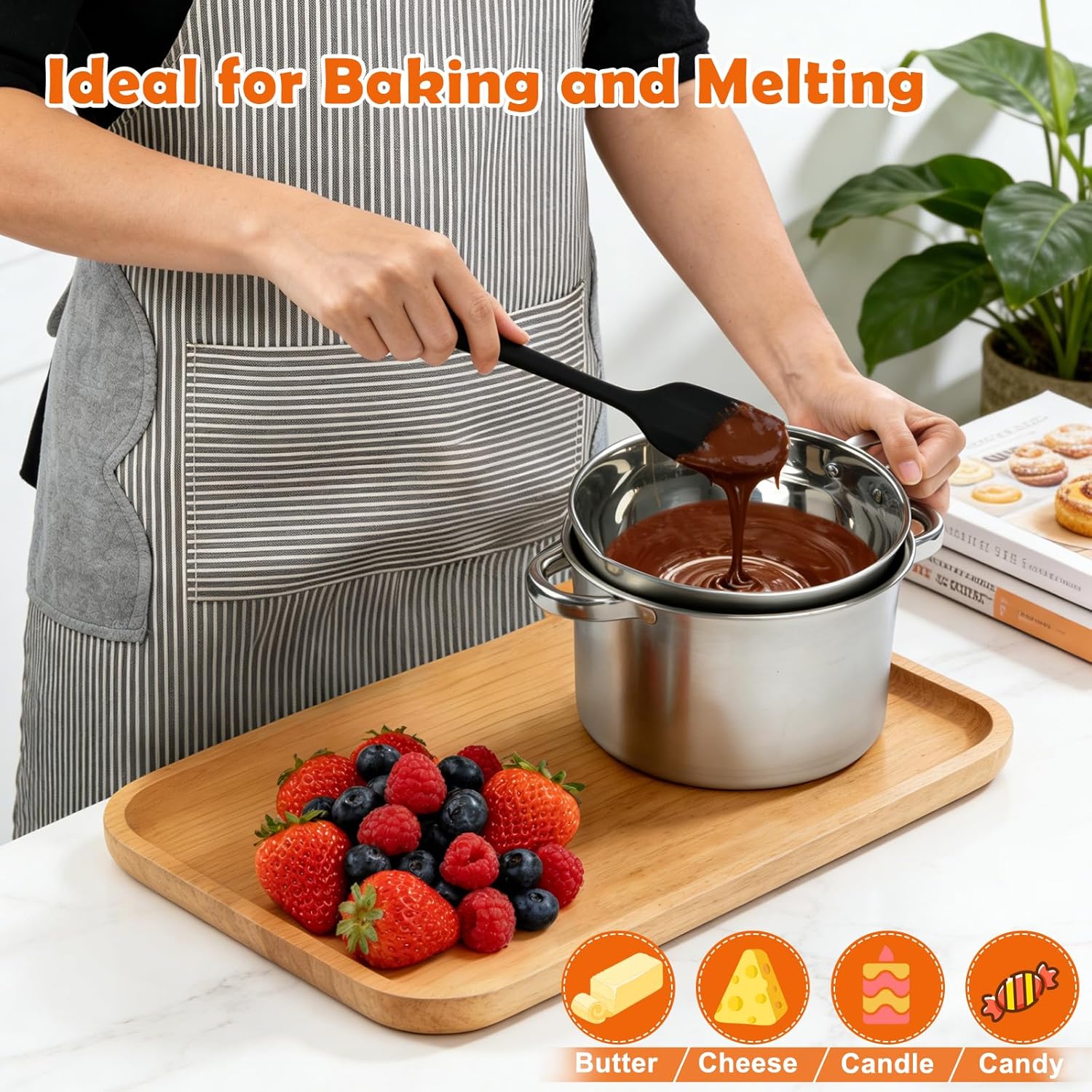 Stainless Steel Double Boiler Melting Pot, Double Boilers for Stove Top
