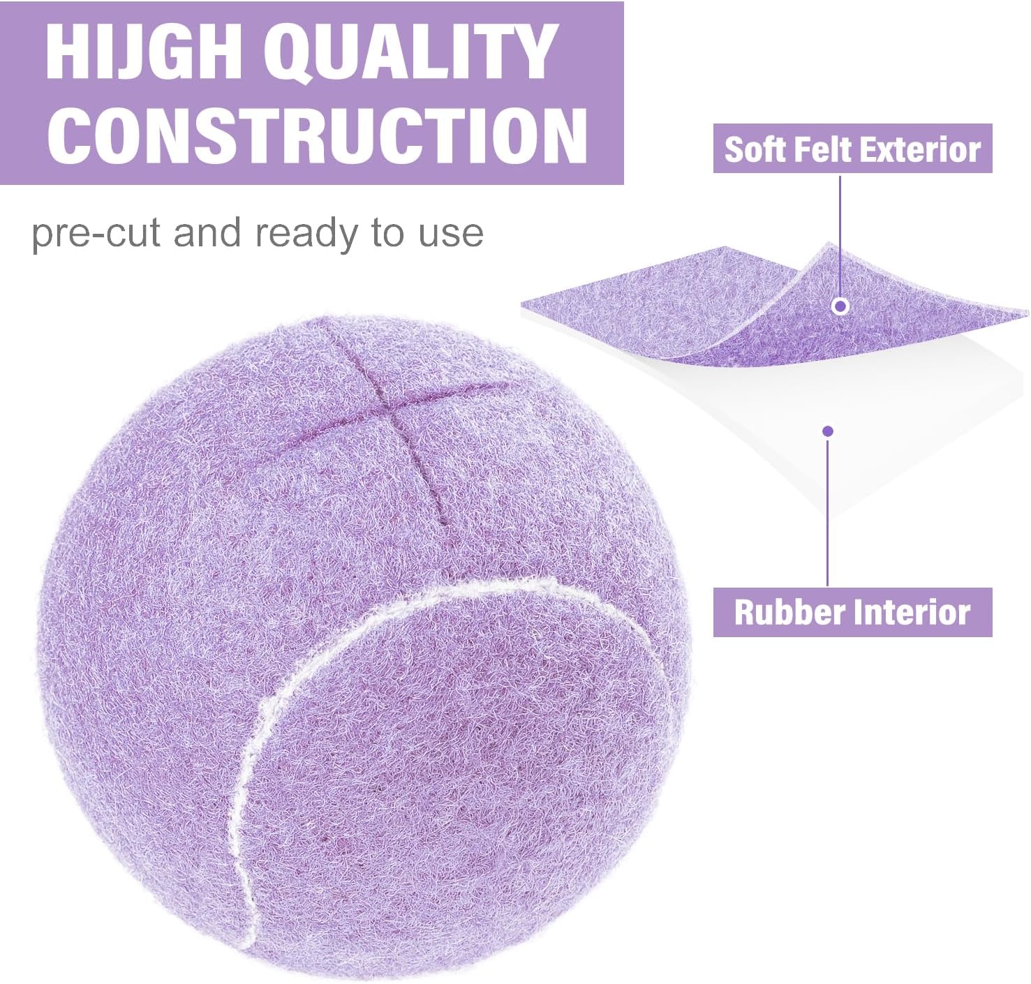 URBEST Walker Tennis Balls 4pcs Precut Heavy Duty Tennis Balls for Walkers
