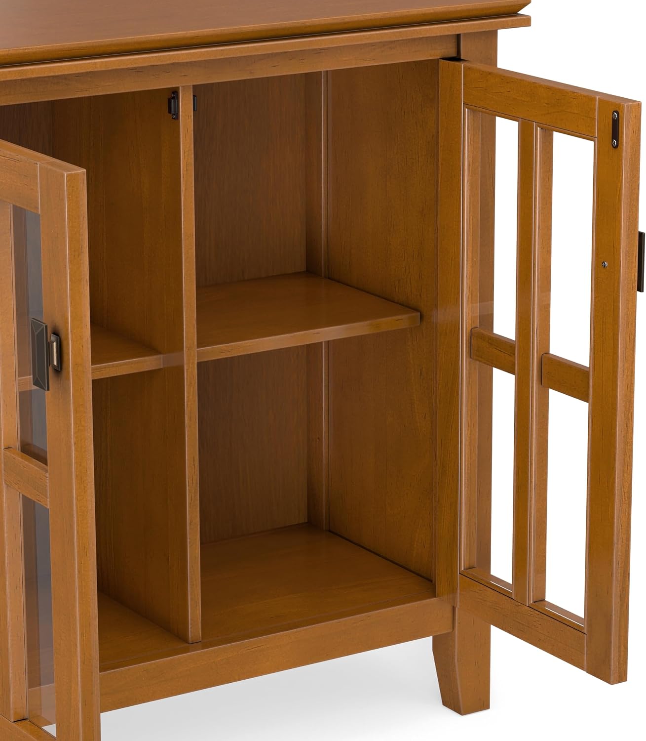 SIMPLIHOME Artisan 30" Wide Solid Wood Cabinet in Russet Brown