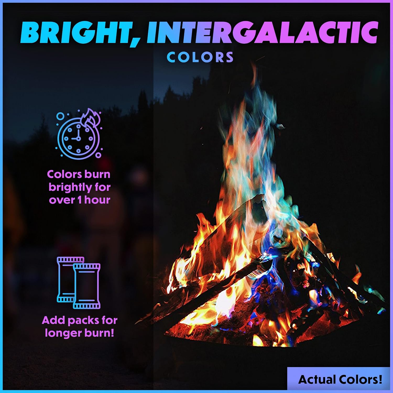 Fire Color Packets (12 Pack), Vibrant Multi-Color Fire for Fire Pits, Campfires