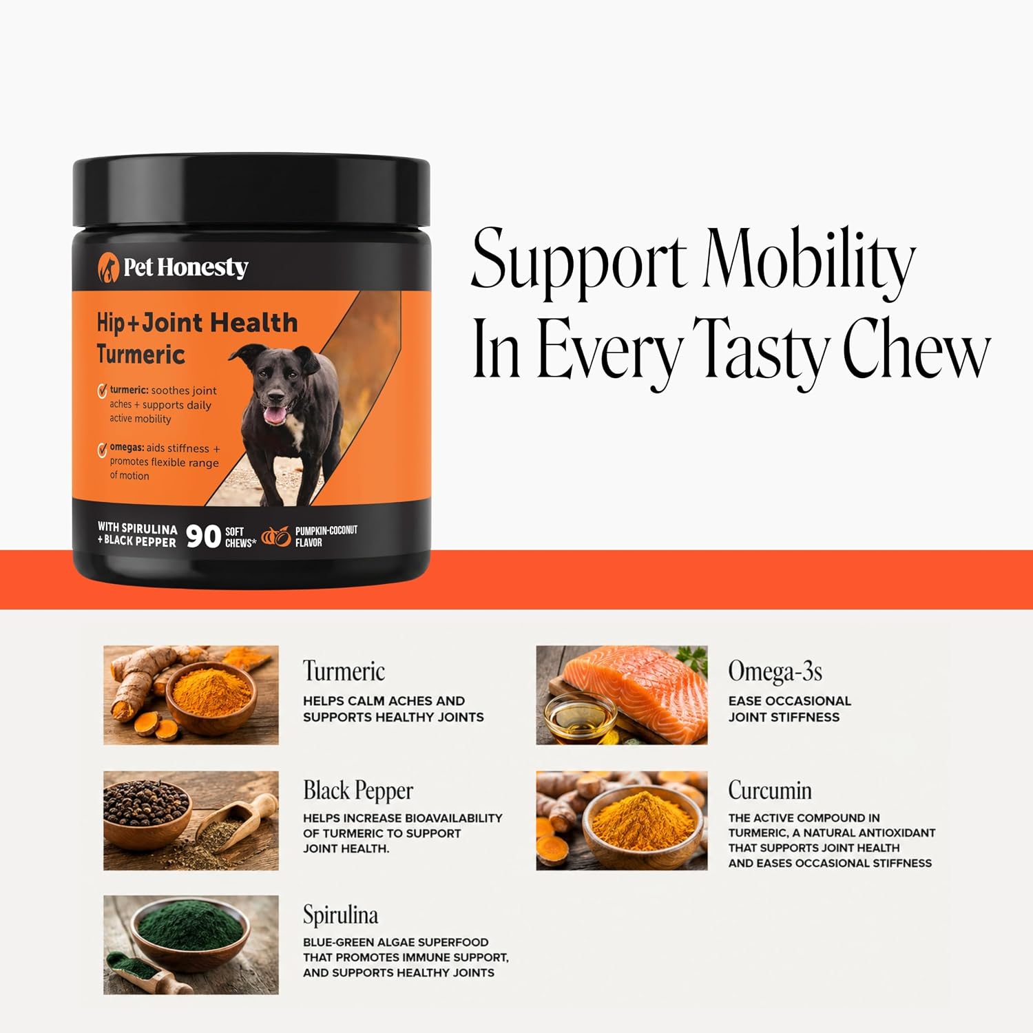 Hip + Joint Supplement for Dogs with Glucosamine Chondroitin - MSM, Turmeric & Collagen Soft Chews - Joint Function, Stiffness, and Mobility Support, May Reduce Occasional Discomfort (Chicken, 90 Ct)