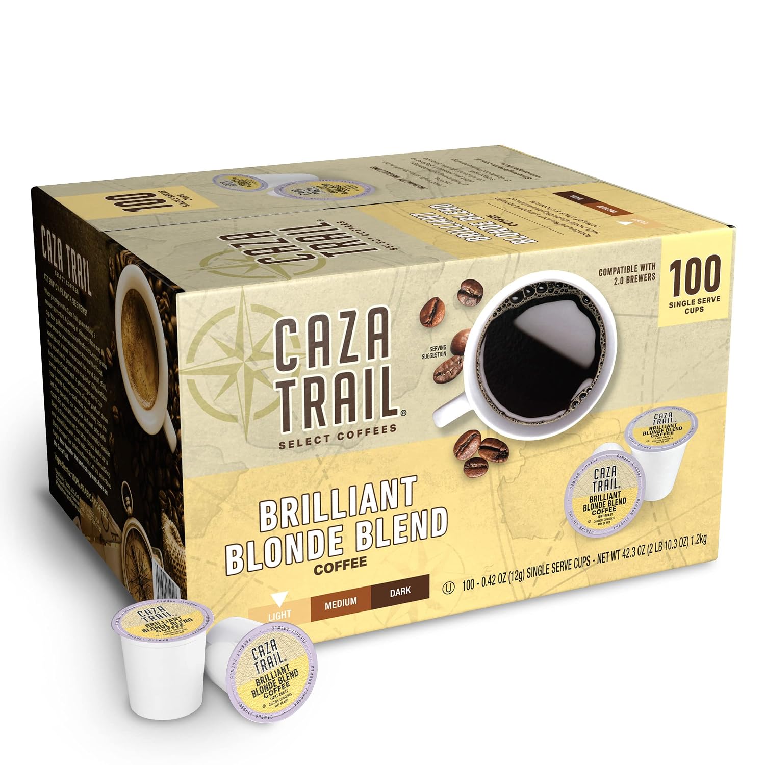 Caza Trail Coffee, Kona Blend, 100 Single Serve Cups