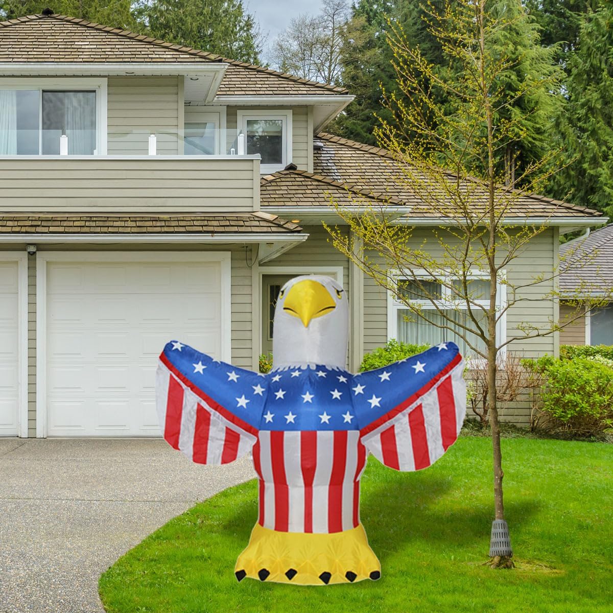 Impact Canopy Inflatable Outdoor Independence Day Decoration, Lighted 4th of July Eagle, 6 Feet Tall