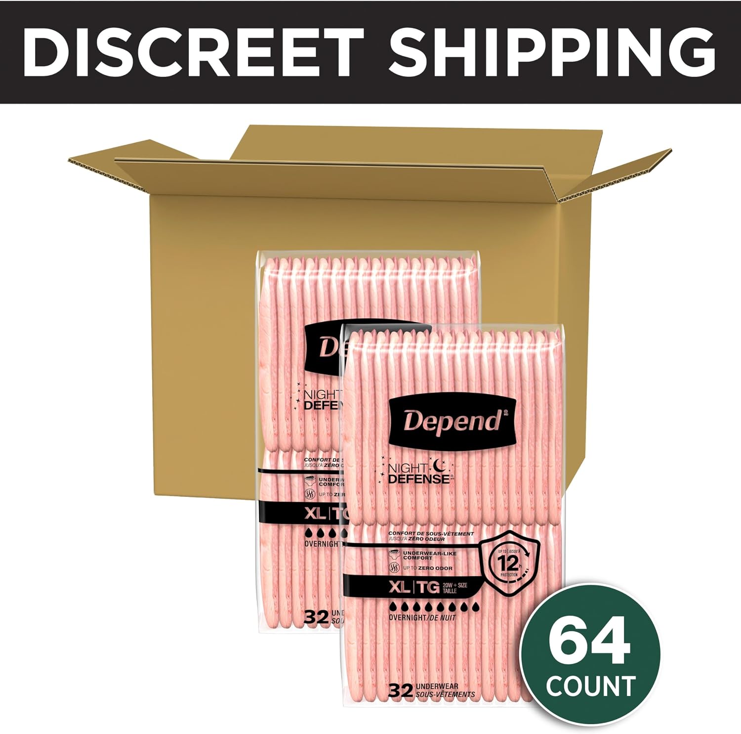 Depend Night Defense Adult Diapers for Women, Medium, 15 Count