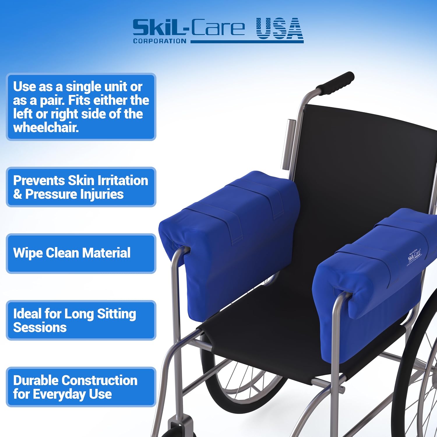 Skil-Care EZ On Foam Arm Trough, Lateral Wheelchair Support, Universal Fit | Wipe-Clean Nylon Cover, Rigid Insert, Left or Right Side, Torso Stabilization, Reduces Lateral Leaning, Facility and Home Use