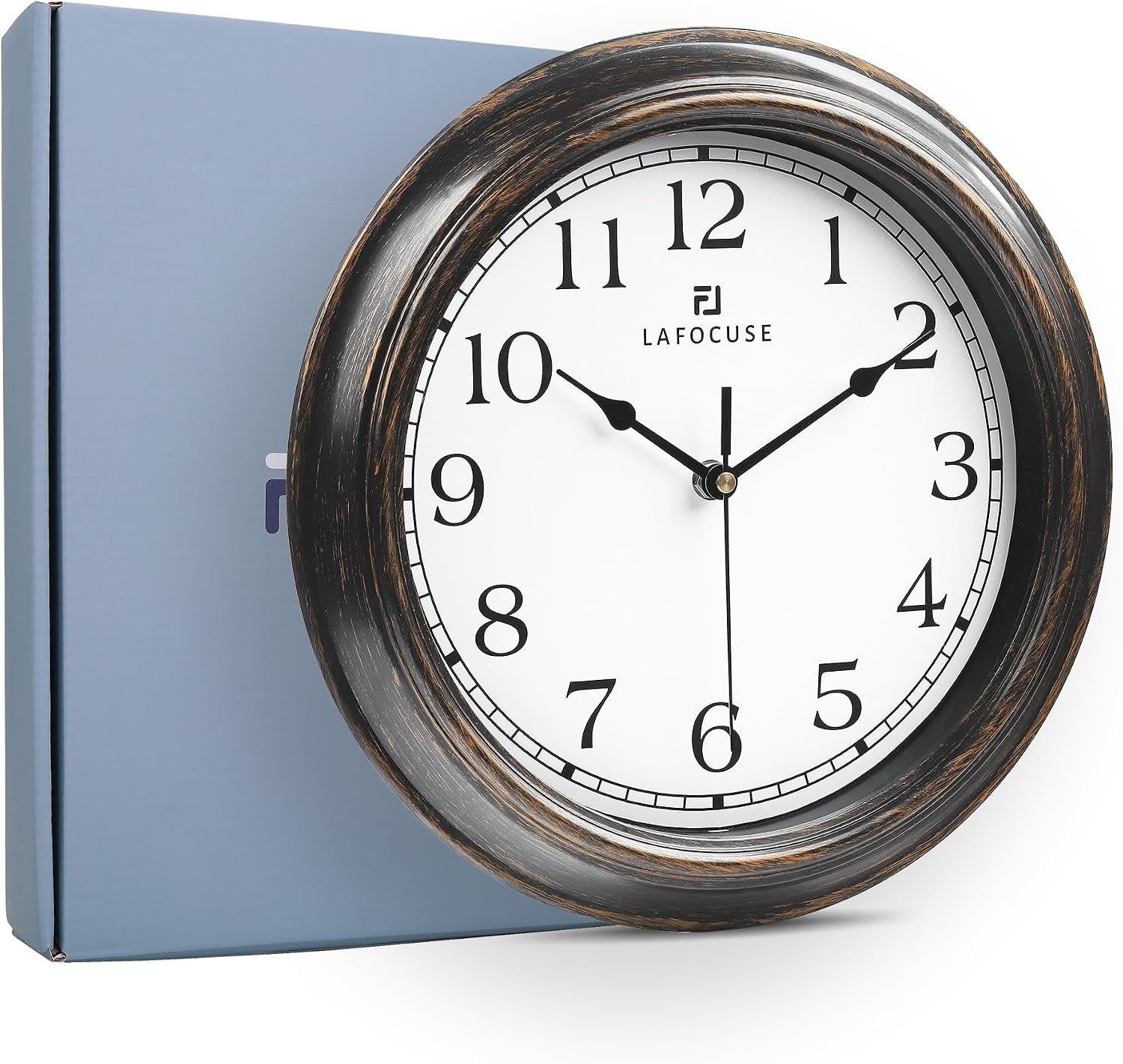 Lafocuse 12 Inch Brown Outdoor Wall Clocks with Temperature and Humidity