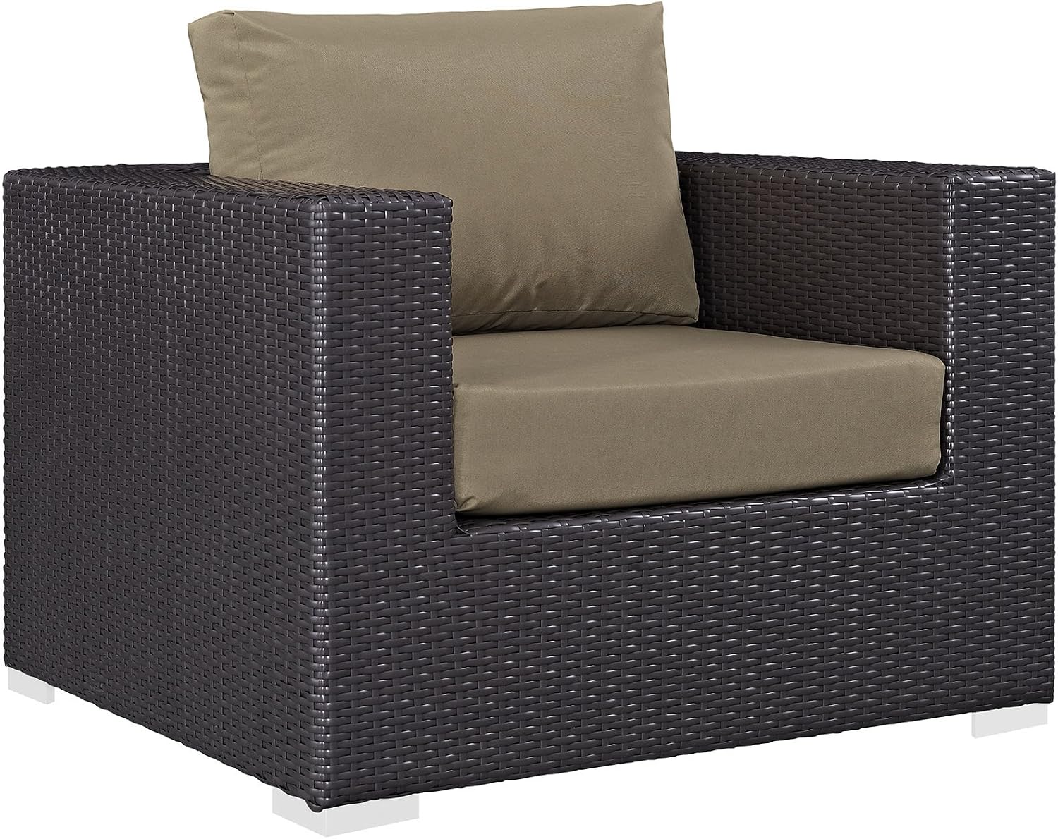 Modway Convene Wicker Rattan Outdoor Patio Loveseat in Espresso White
