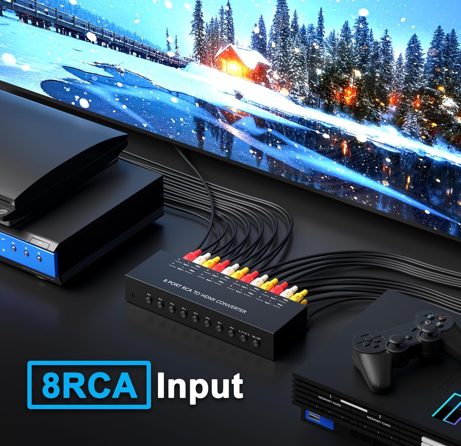 4Port AV to HDMI Converter, 4Port AV to HDMI Switcher with IR Remote