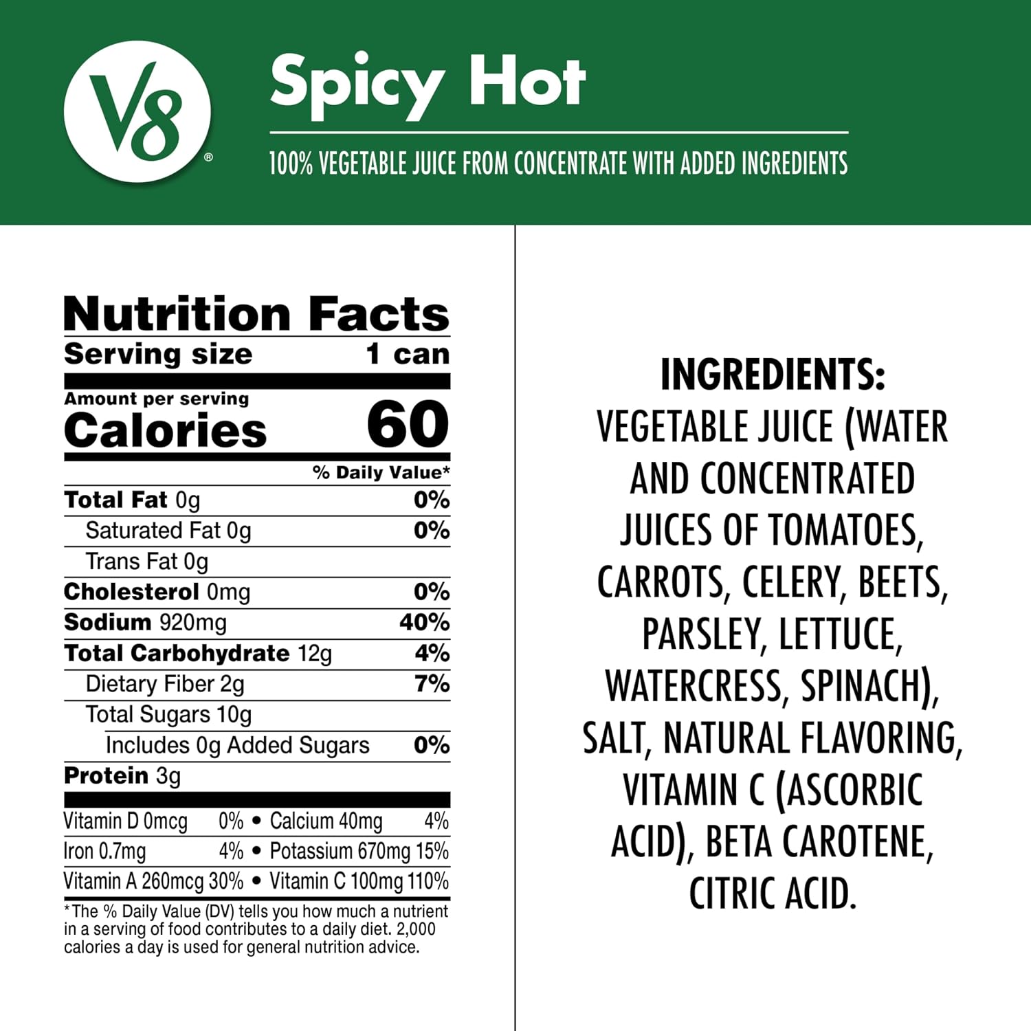 V8 Low Sodium Original 100% Vegetable Juice, 11.5 fl oz Can (24 Pack)