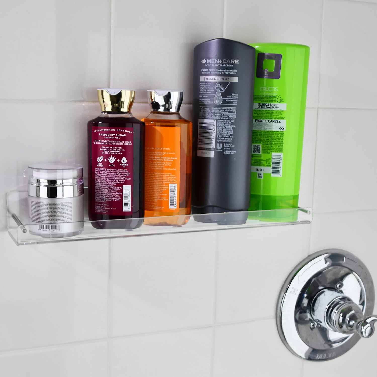 AMT 2 Pack Acrylic Floating Shelves, 15" L x 4" W, Clear Bathroom Wall, Bookshelves, Invisible Display for Office, Bedroom