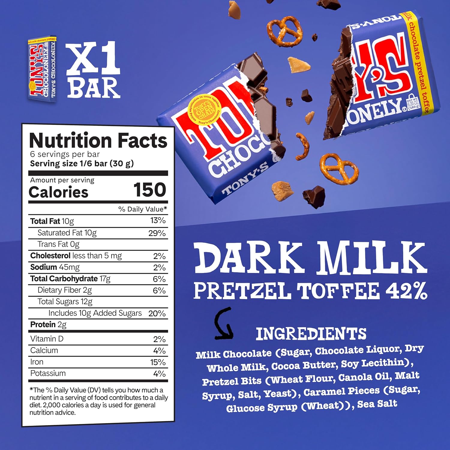 Tony’s Chocolonely Super Duper Milk Chocolate Candy Bar Bundle, Milk & White Chocolate With Sea Salt, Caramel, Pretzel Toffee, Almond, Hazelnut, Made From Quality Fairtrade Cocoa, 6 Bars, 6.35 Oz Each