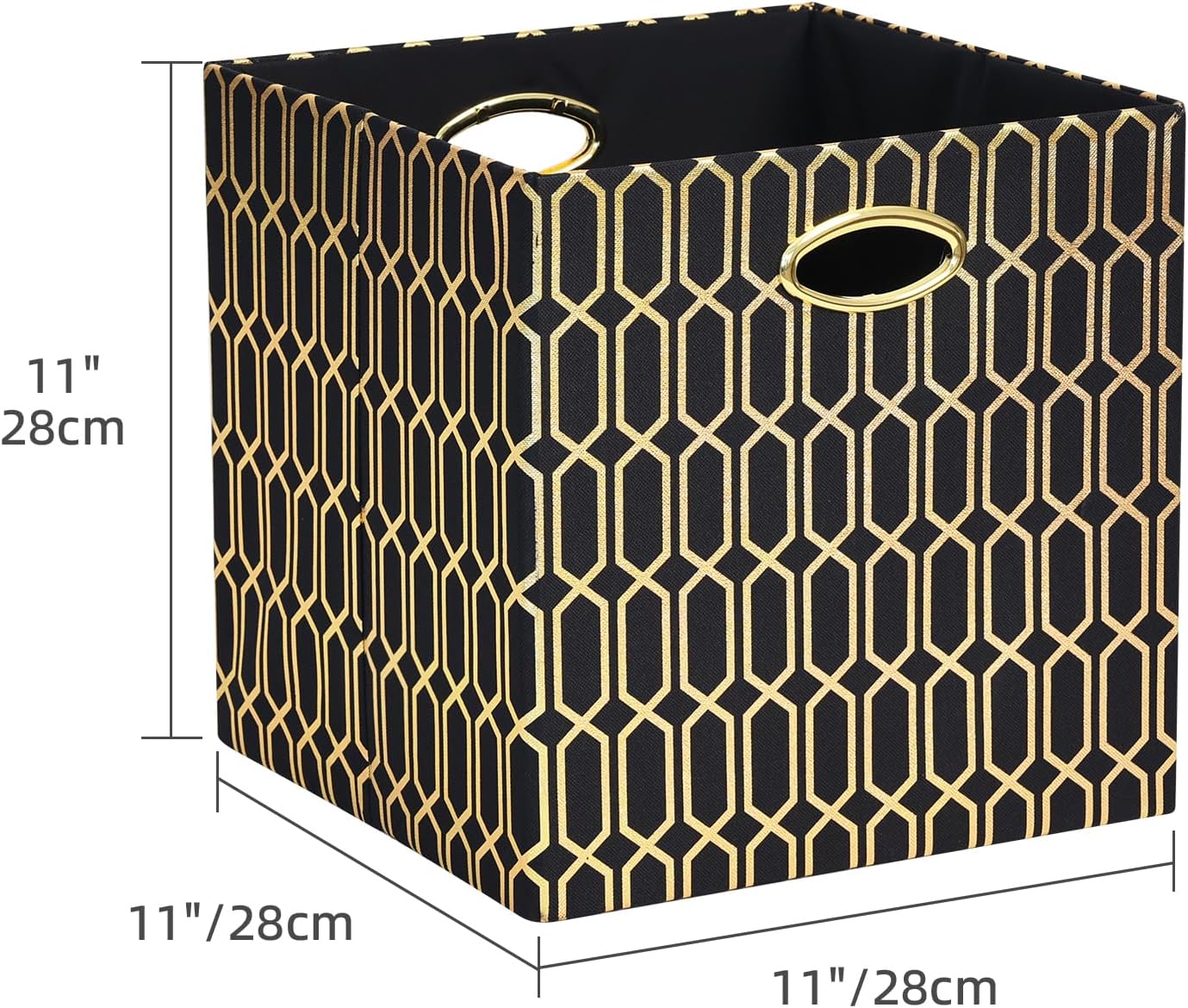Posprica Storage Bins, Storage Cubes,13×13 Fabric Drawers Organizer Basket Boxes Containers (13×13×13/4pcs, Cream/gold geometry Pattern)