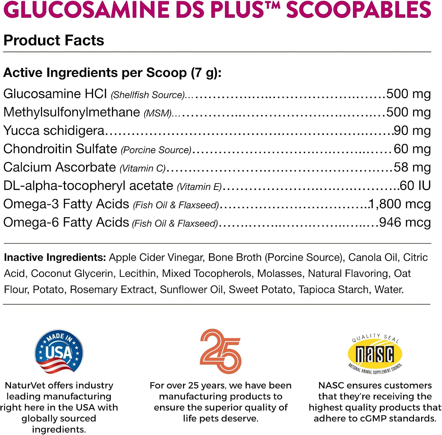 NaturVet – Glucosamine DS Plus - Level 2 Moderate Care – Supports Healthy Hip & Joint Function – Enhanced with Glucosamine, MSM & Chondroitin – for Dogs & Cats–70 Soft Chews