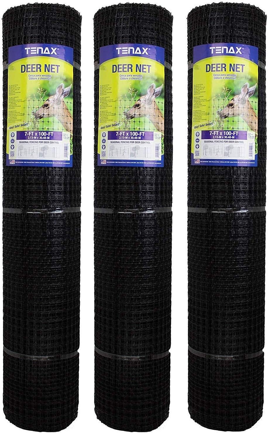 Tenax Garden Netting - Heavy Duty Deer Netting, Pack of 3-7 ft x 100 ft - Black Plastic