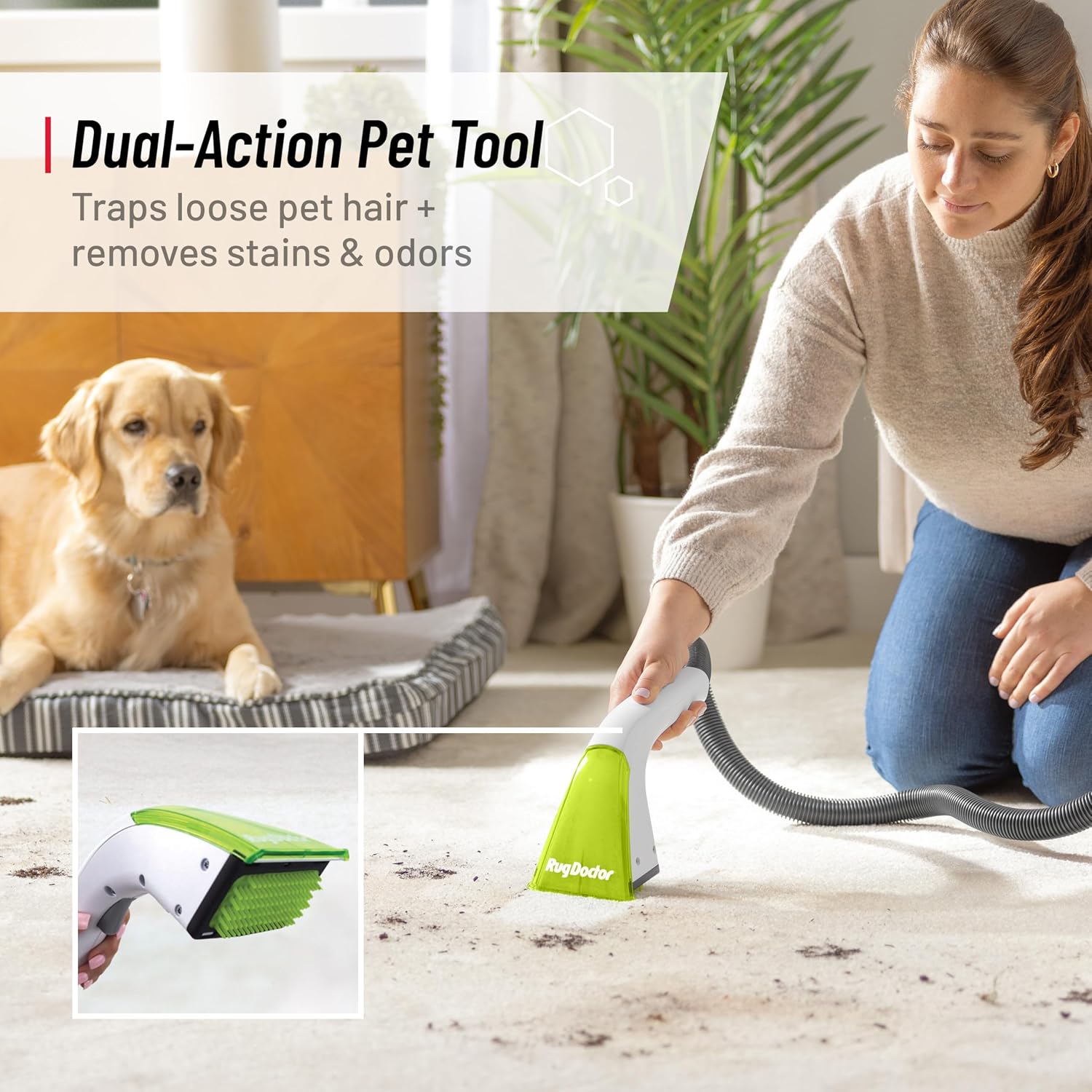 Rug Doctor Pet Portable Spot Cleaner, 2X Suction Power, Lightweight Pet Carpet Cleaner Machine, Pro-Grade Power Removes Stains & Odors from Rugs
