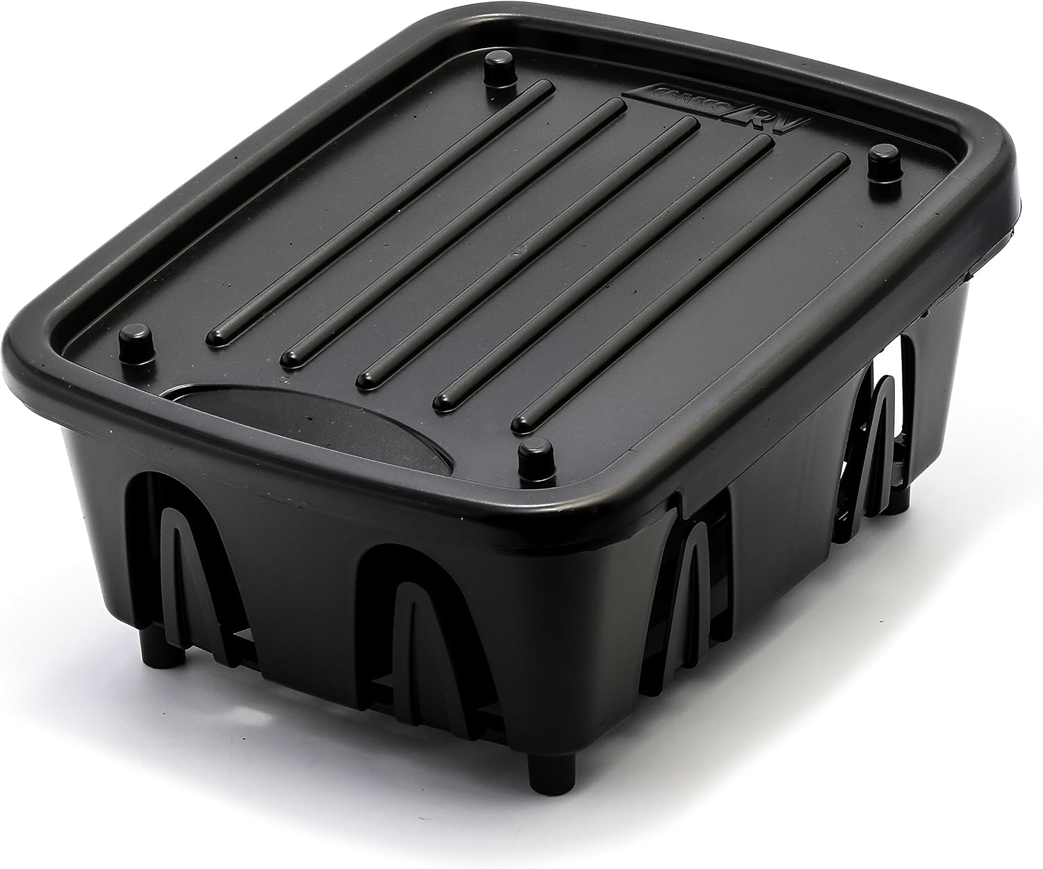 Camco RV Mini Dish Drainer & Tray - Features a Sloped Drain Tray Design, Heavy-Duty Construction - Ideal for Small Spaces, Apartments, Boats, and More -9.5"L x 11.7"W x 4.75"H - Black (43512)