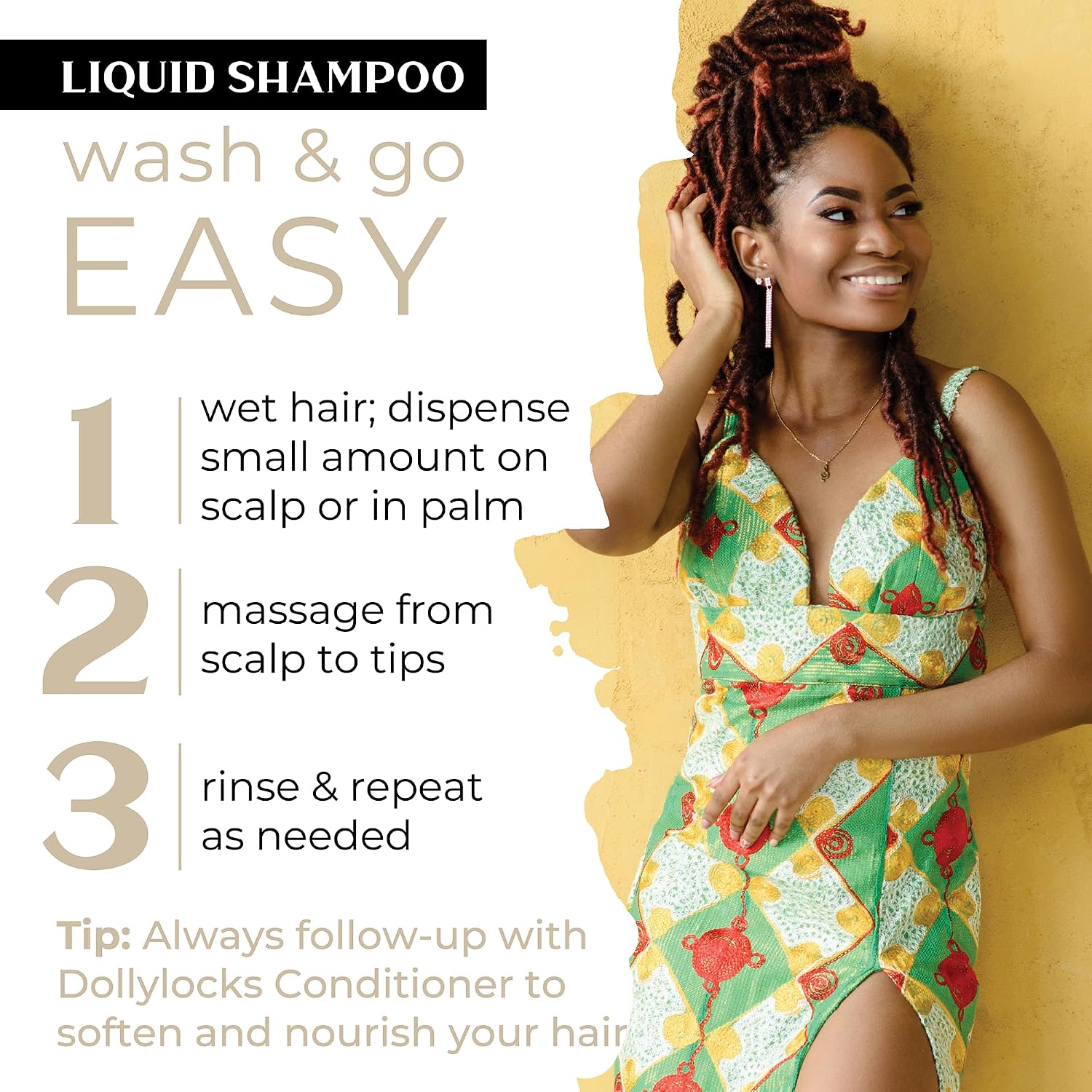 Dollylocks Clarifying Liquid Shampoo | Rosemary Peppermint Lemon | Paraben-free, Plant-Based, Vegan, Residue-Free Loc, Braid, Dreadlock Care | All hair types | 8oz