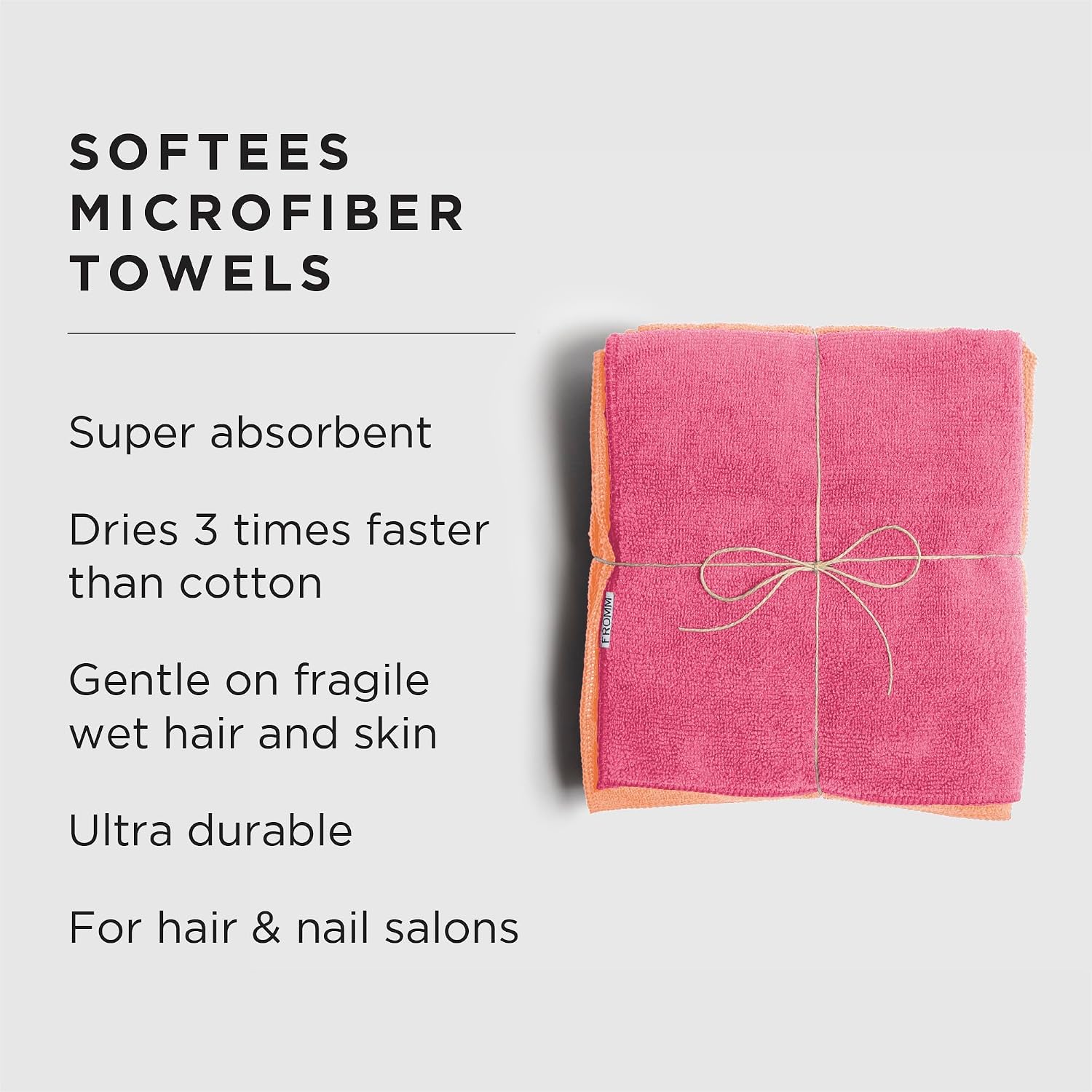 Fromm Softees Microfiber Hair Towels, Absorbent Salon Hair Towels for Hairstylists, Barbers, Spa & Gym, Fast-Drying, Ultra-Soft, Lint-Free, Multi-Purpose Towels, 16" x 29"- 10-Pack - Black