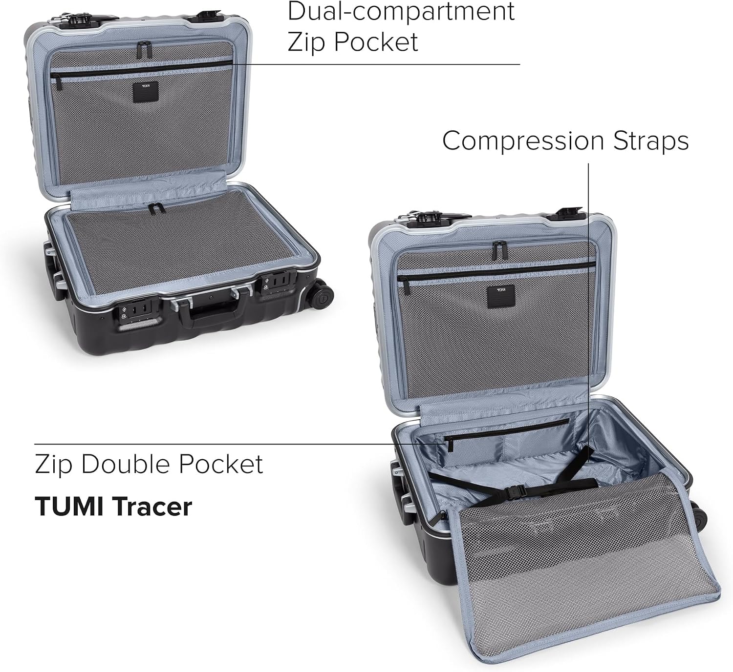TUMI 19 Degree Frame Continental 4 Wheel Carry-On - Lightweight Suitcase - Hard Shell Luggage - 21.8" X 15.8" X 9.0" - Black Textured