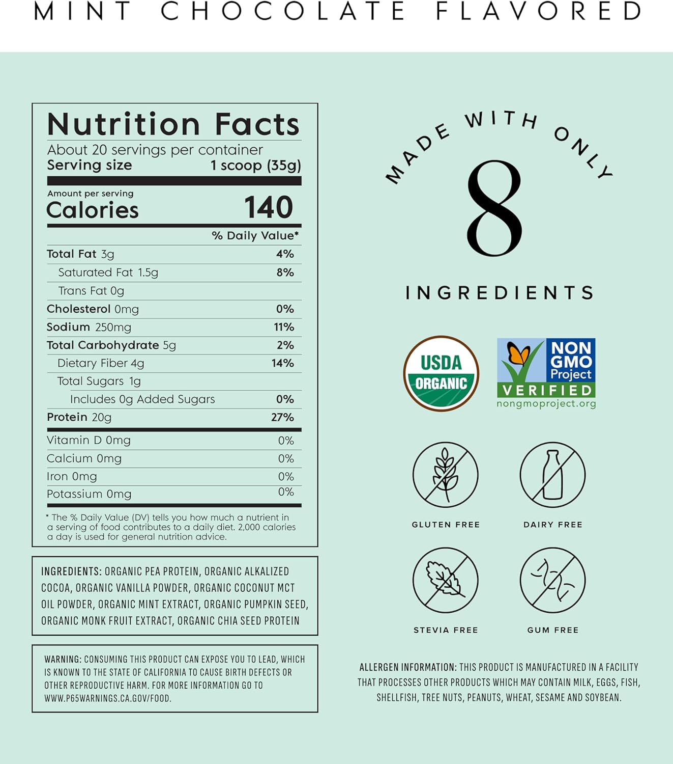 Truvani Organic Plant Based Protein Powder | Chocolate Peanut Butter