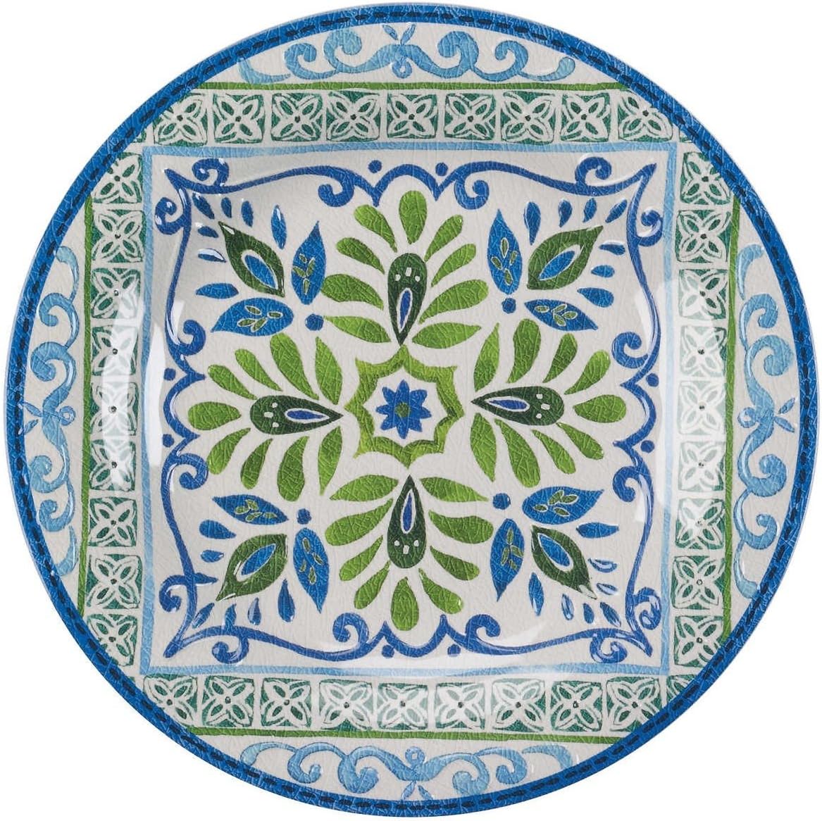Melamine 12 Piece Dinnerware Set (Blue & Green) - Suitable Indoors and Outdoors