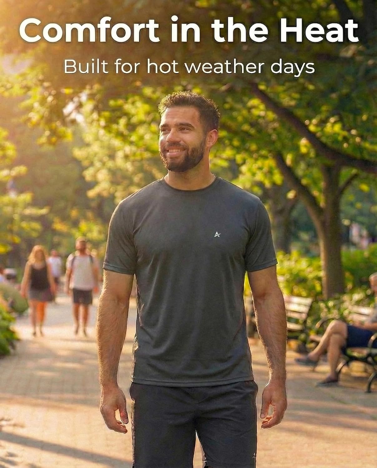 Arctic Cool Men’s Crew Neck Instant Cooling Moisture Wicking Performance UPF 50+ Short Sleeve Workout Shirt